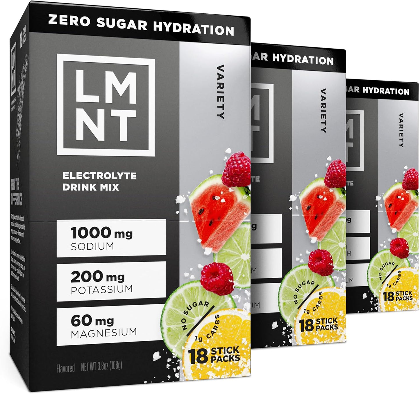 LMNT Zero Sugar Electrolytes - Variety Pack Bundle | Drink Mix | 18-Count