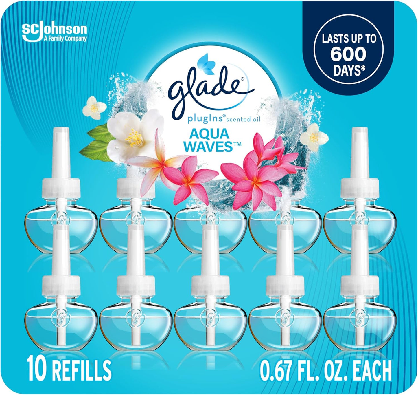 Glade PlugIns Refills Air Freshener, Scented and Essential Oils for Home and Bathroom, Clean Linen, 6.7 Fl Oz, 10 Count