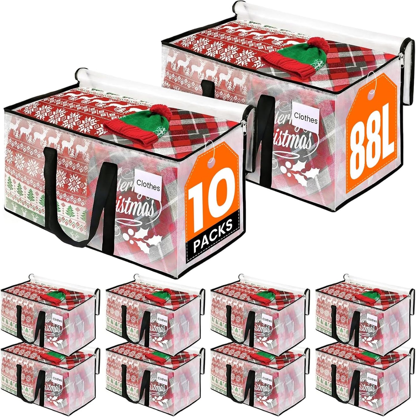 Heavy Duty Clear Moving Bags with Reinforced Handle and Double Zipper, Storage Totes, Packing Bags Alternative to Moving Essential and Supplies Box, Clear, Large, 6 Packs