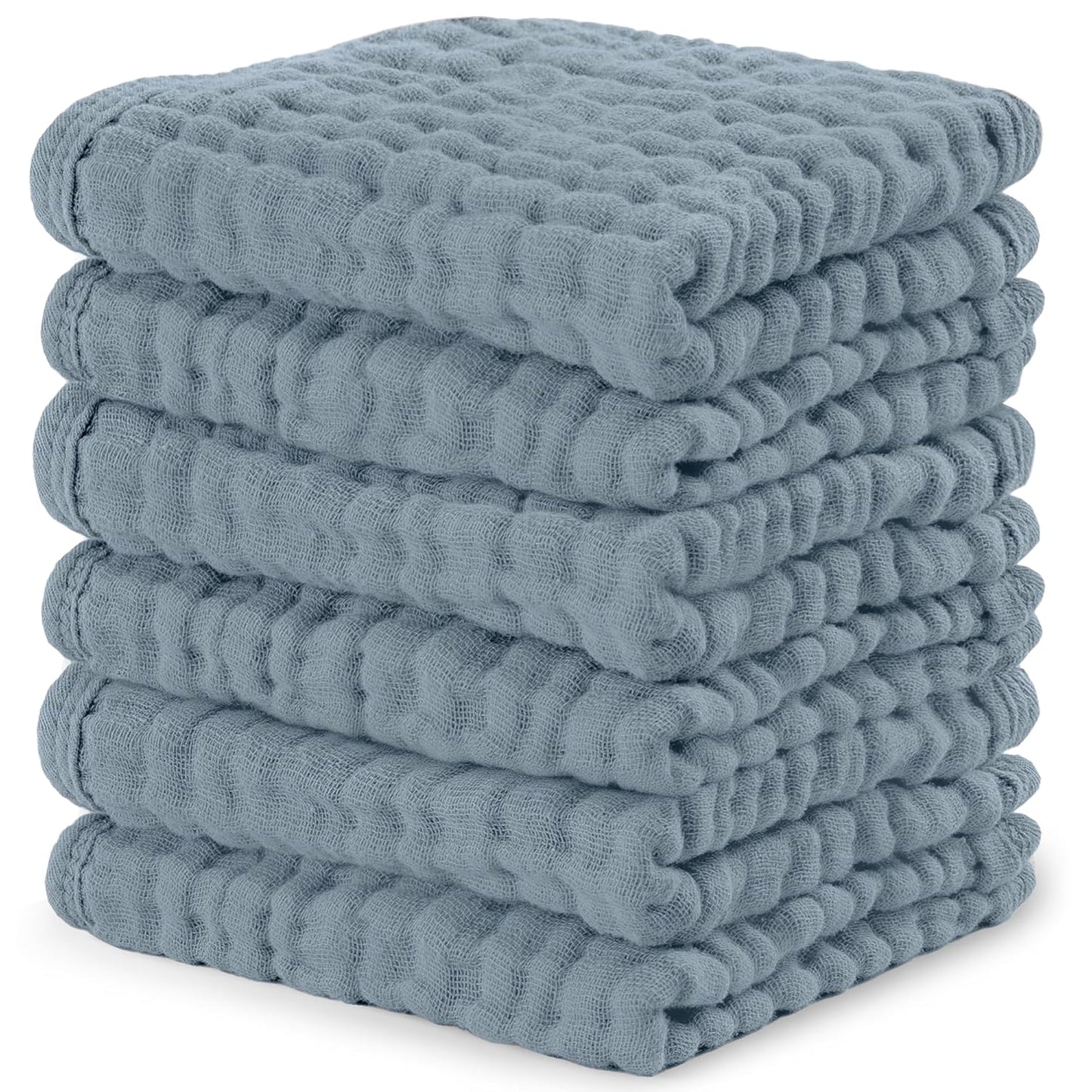 Comfy Cubs Muslin Burp Cloths 20" x 10", Pack of 6 - Large, 6-Layer, Ultra Absorbent 100% Cotton for Baby Spit-Up, Drool, and Messes - Soft, Safe & Gentle Baby Burp Cloths Set for Boys & Girls - White