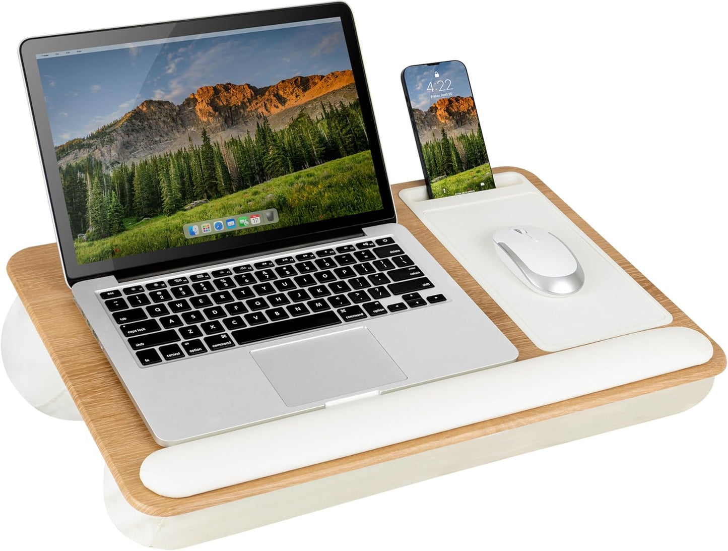 LAPGEAR Home Office Pro Lap Desk with Wrist Rest, Mouse Pad, and Phone Holder - Black Carbon - Fits up to 15.6 Inch Laptops - Style No. 91598