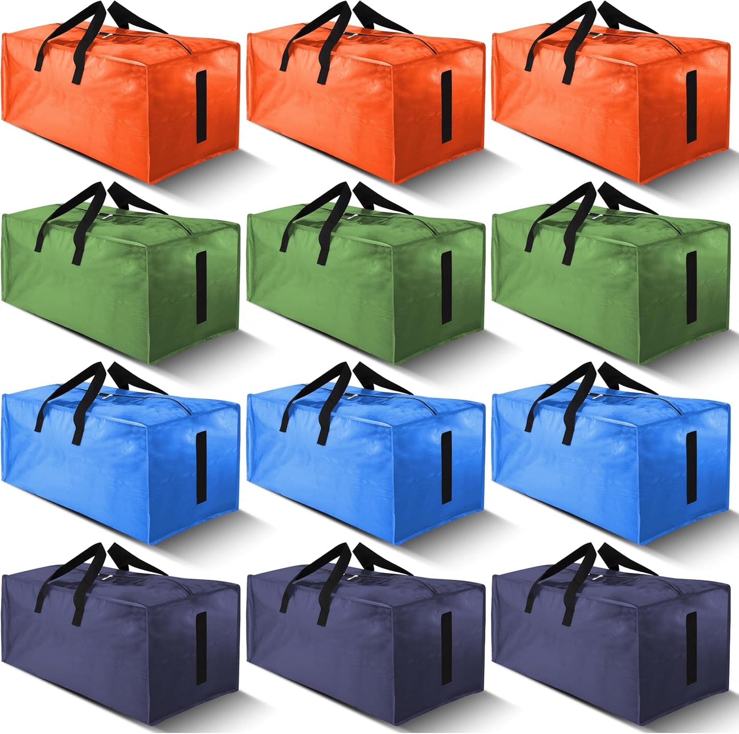 8 Pack Large Strong Moving Bags with Zippers & Carrying Handles - Water-Resistant - Heavy Duty Storage Tote for Space Saving, Fold Flat, Alternative to Moving Box (Semi-Transparent)