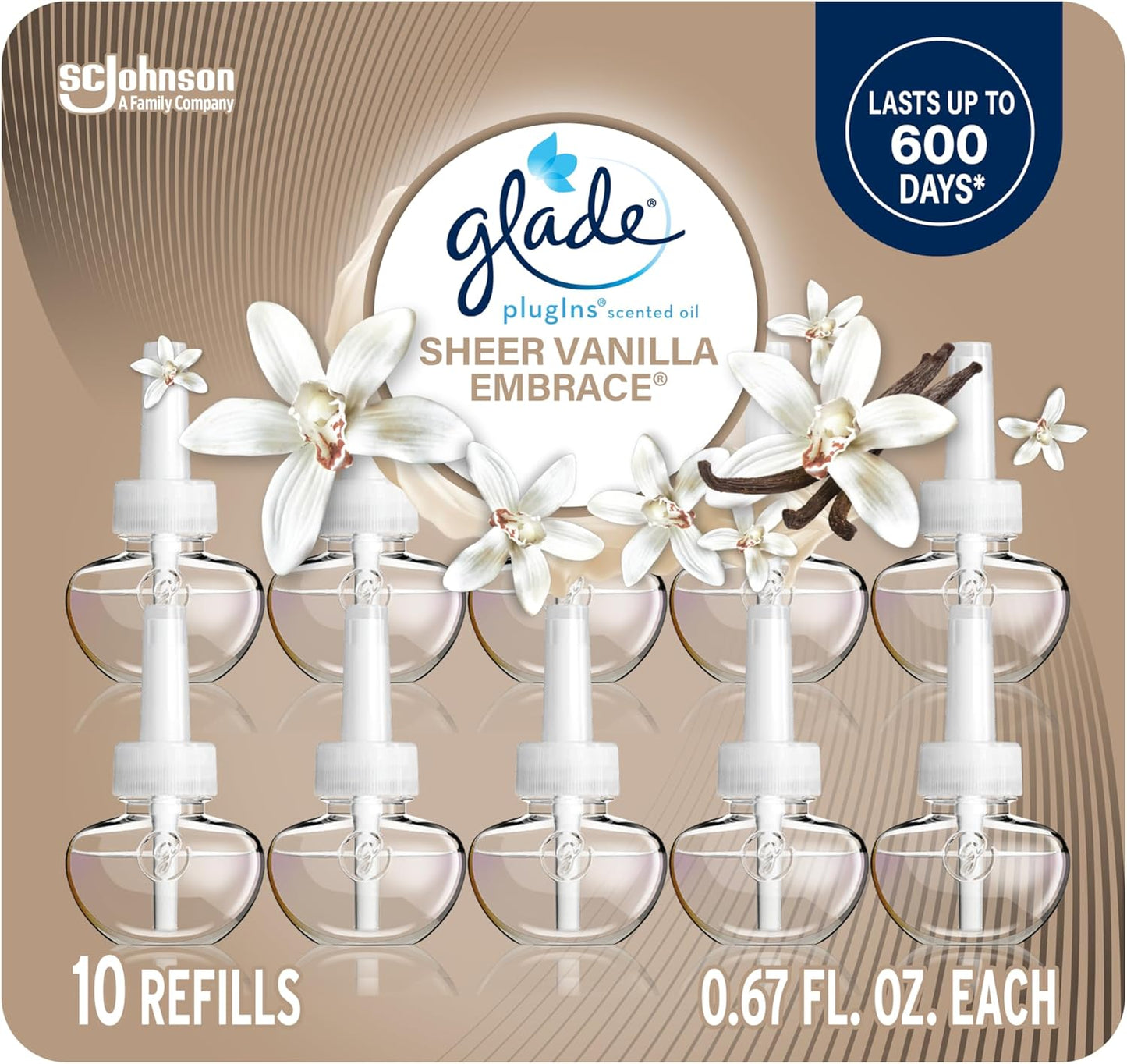 Glade PlugIns Refills Air Freshener, Scented and Essential Oils for Home and Bathroom, Clean Linen, 6.7 Fl Oz, 10 Count