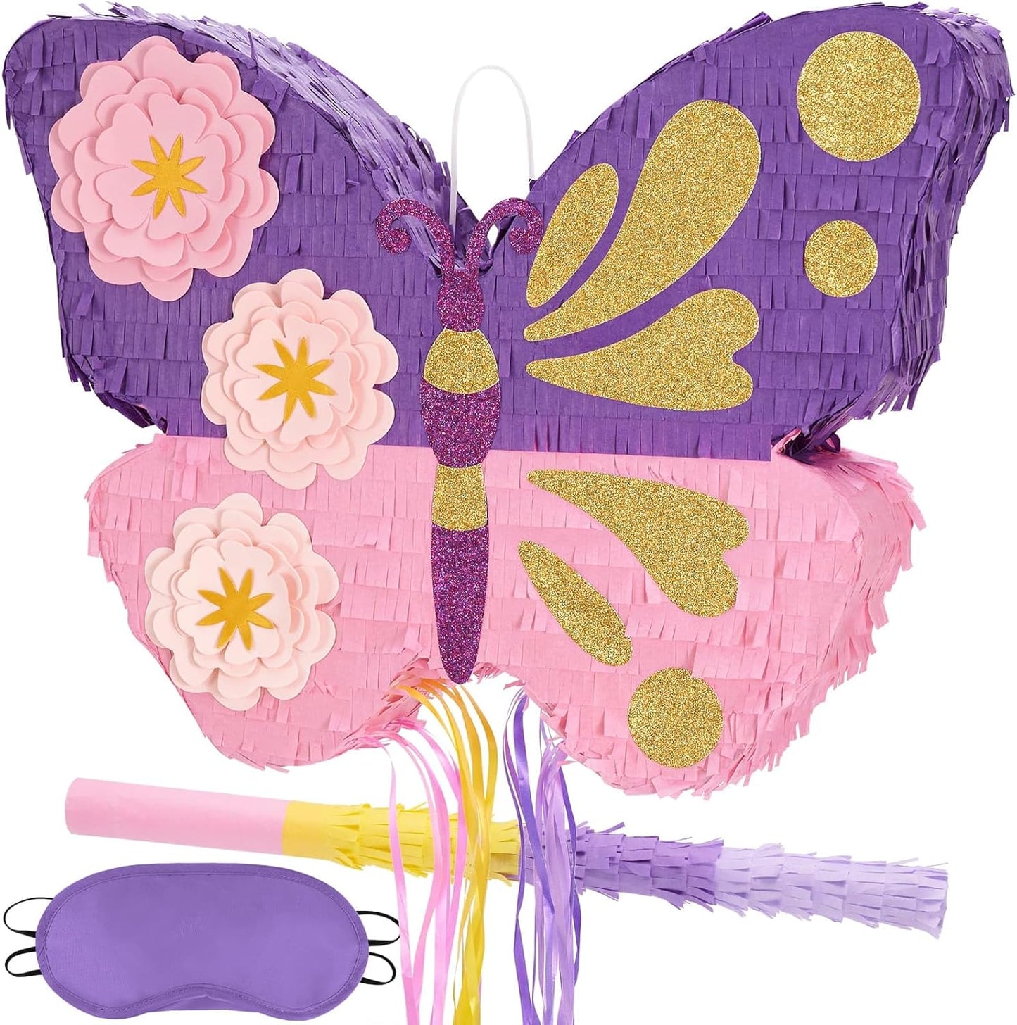 WERNNSAI Easter Bunny Piñata - Easter Rabbit Piñata Spring Pinata with Blindfold and Stick for Birthday Party Decoration Baby Shower School Activities Game Spring Party Game