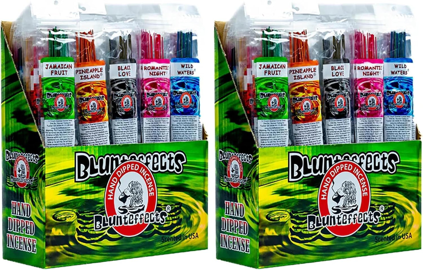 Blunteffects Hand-Dipped Incense Sticks - Premium 144-Pack Variety Set, 12 Different Scents, 11" Long, USA-Made Aromatherapy with Long Burn Time (12 Pack, 144 Total Sticks)