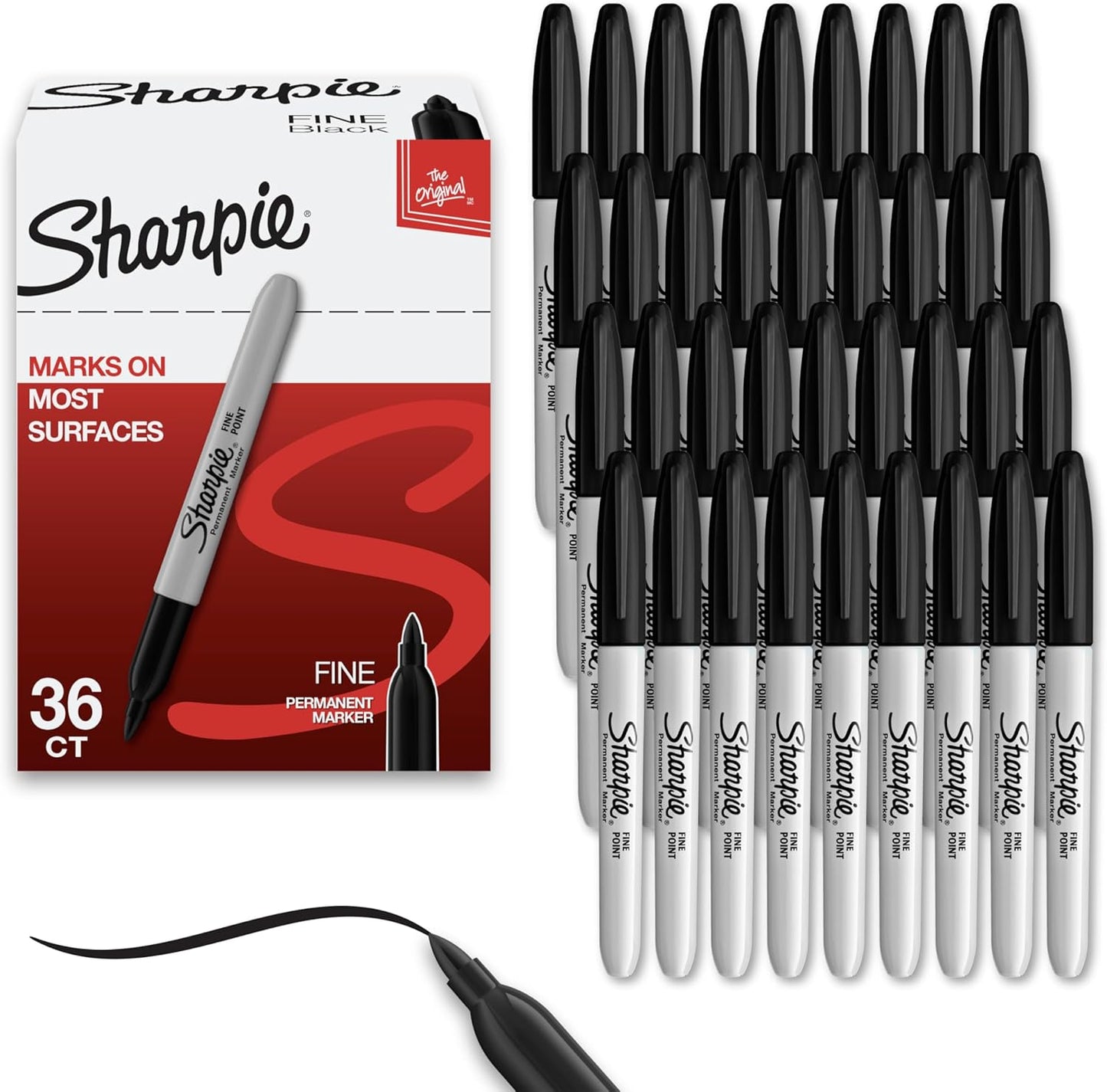 Sharpie Permanent Markers, Fine Tip, Black, 40 Count - Office Supplies, Quick Drying, Fade Resistant, For Wood, Plastic, Paper, Metal, And More