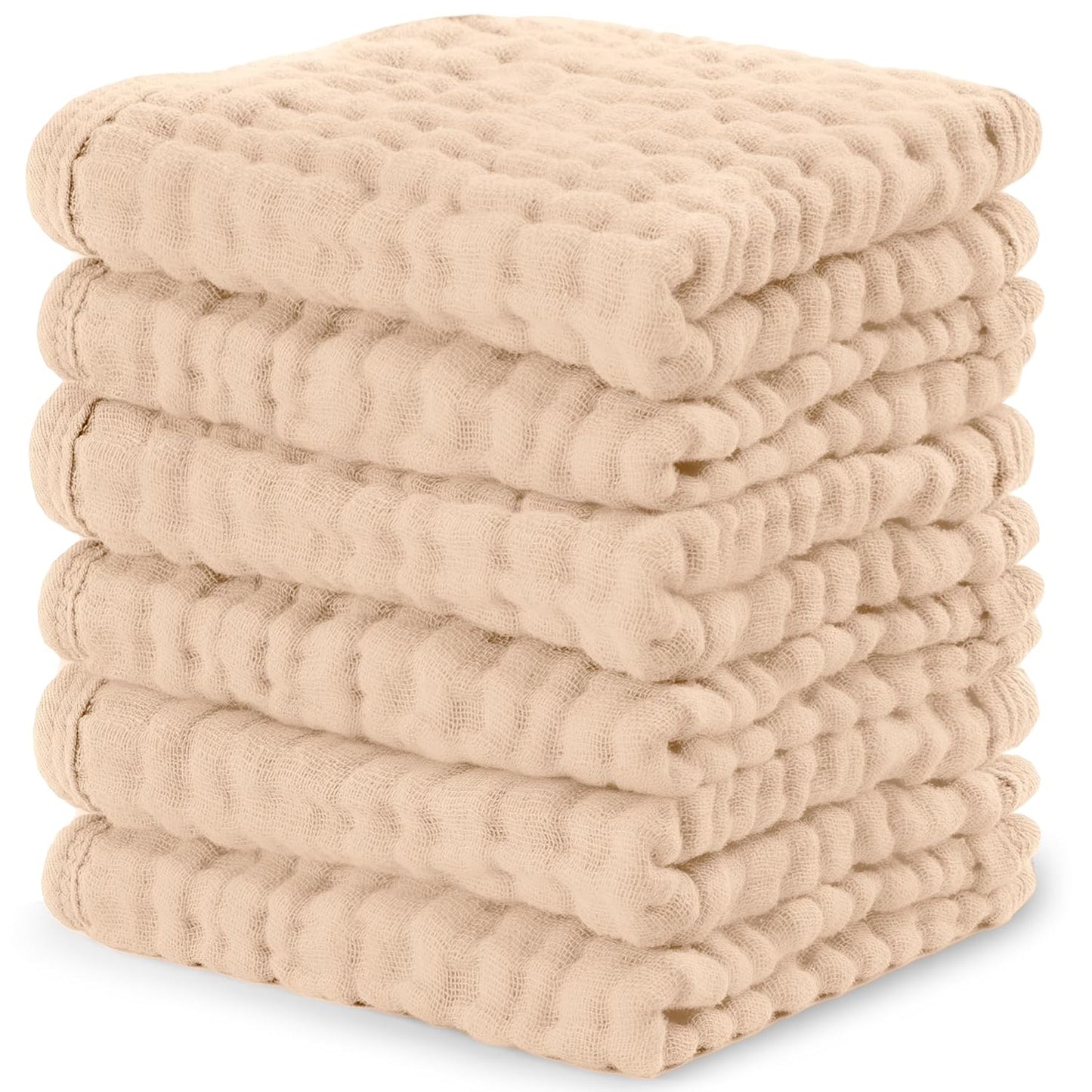 Comfy Cubs Muslin Burp Cloths 20" x 10", Pack of 6 - Large, 6-Layer, Ultra Absorbent 100% Cotton for Baby Spit-Up, Drool, and Messes - Soft, Safe & Gentle Baby Burp Cloths Set for Boys & Girls - White