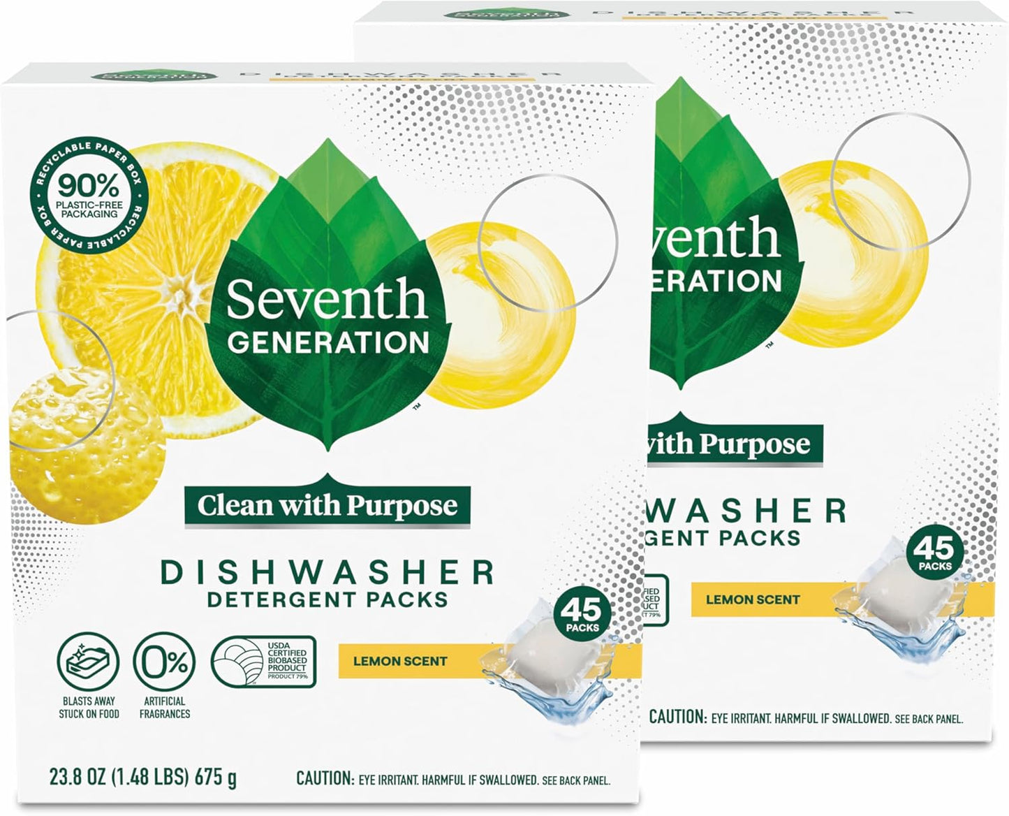 Seventh Generation Dishwasher Detergent Packs for sparkling dishes Free & Clear Dishwasher Tabs (72 Count)
