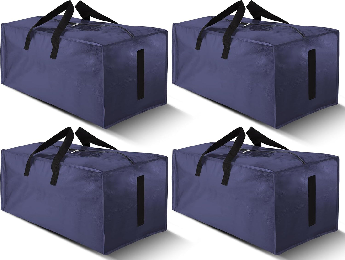 8 Pack Large Strong Moving Bags with Zippers & Carrying Handles - Water-Resistant - Heavy Duty Storage Tote for Space Saving, Fold Flat, Alternative to Moving Box (Semi-Transparent)
