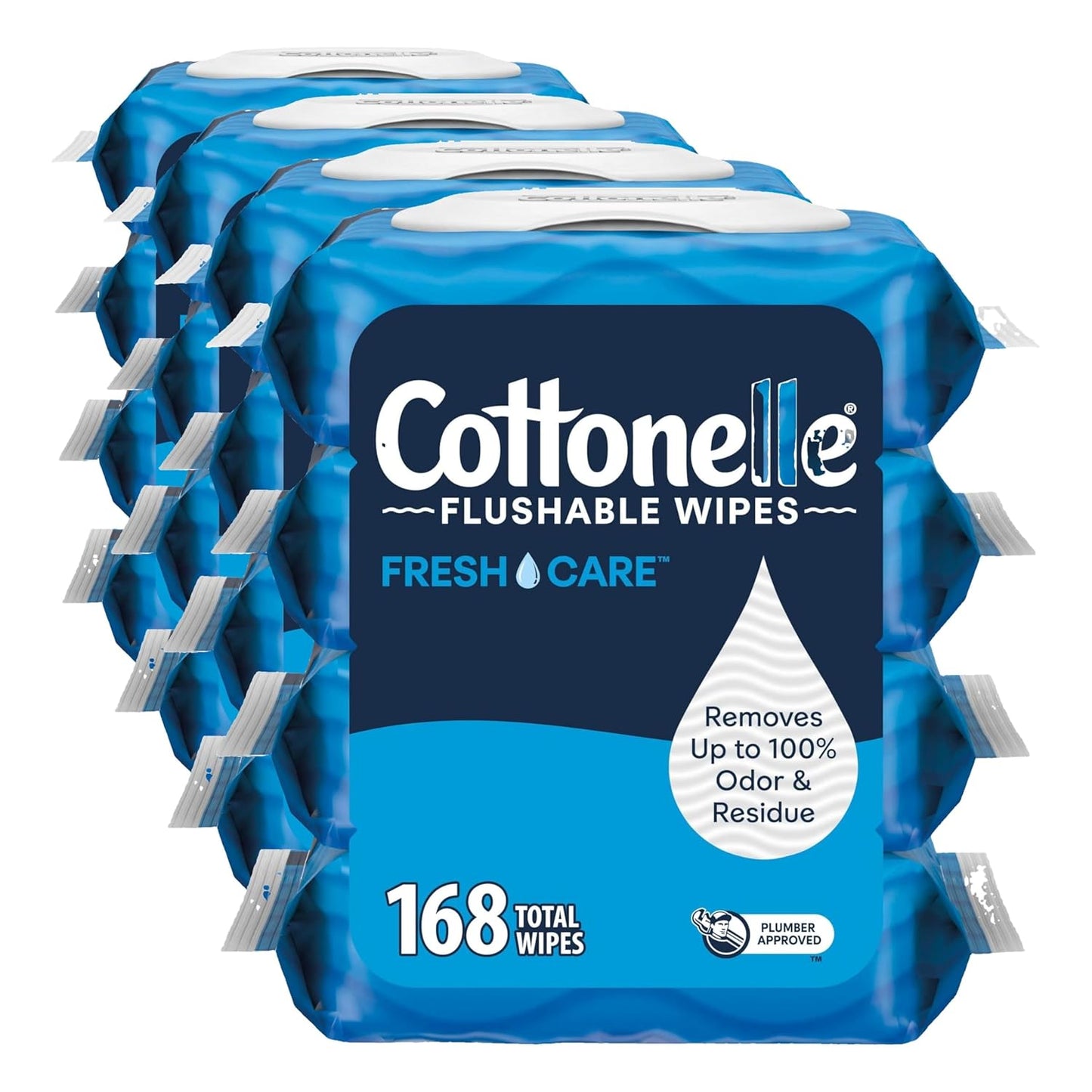 Cottonelle Fresh Feel Flushable Wet Wipes, Adult Wet Wipes, 8 Flip-Top Packs, 42 Wipes Per Pack (336 Total Wipes), Packaging May Vary