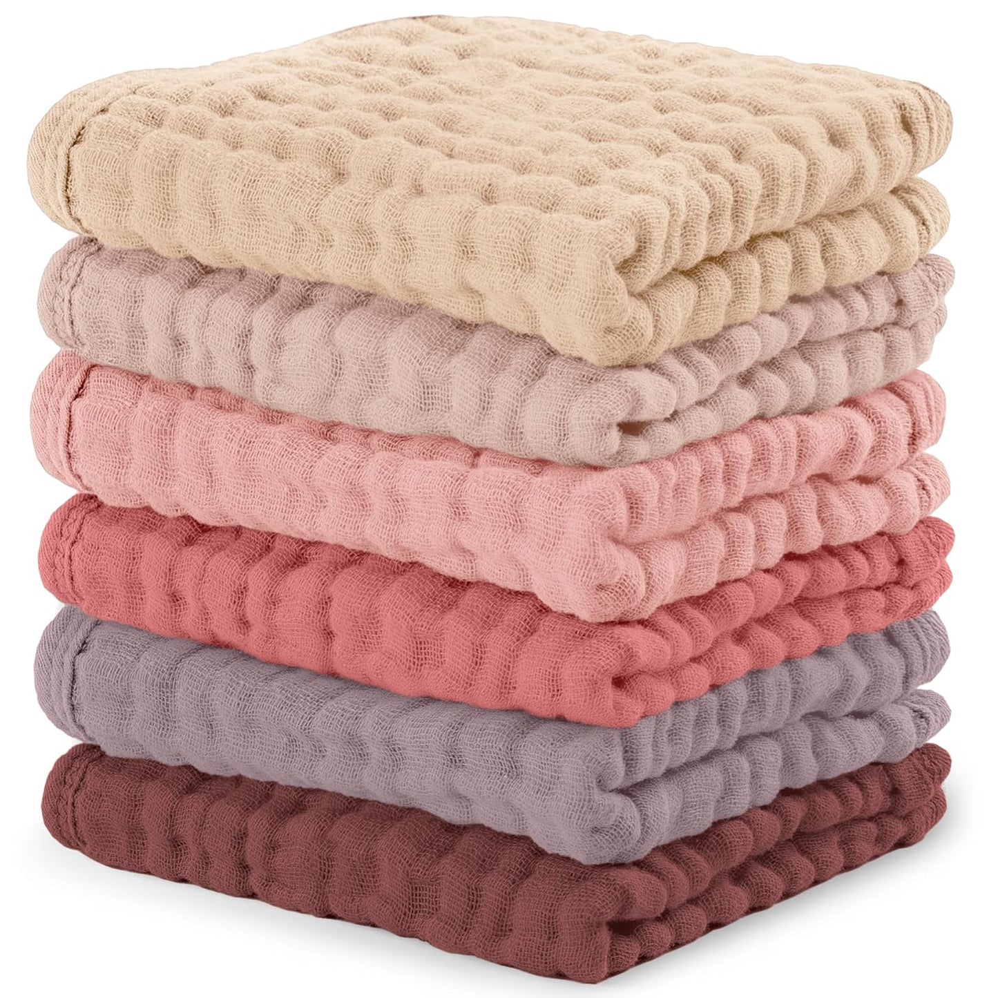 Comfy Cubs Muslin Burp Cloths 20" x 10", Pack of 6 - Large, 6-Layer, Ultra Absorbent 100% Cotton for Baby Spit-Up, Drool, and Messes - Soft, Safe & Gentle Baby Burp Cloths Set for Boys & Girls - White
