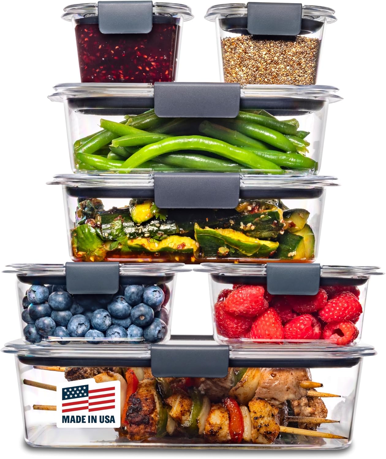 Rubbermaid Brilliance Tritan Plastic Food Storage Containers BPA Free Airtight Lids Ideal for Lunch Meal Prep & Leftovers Set of 5 (3.2 Cup)