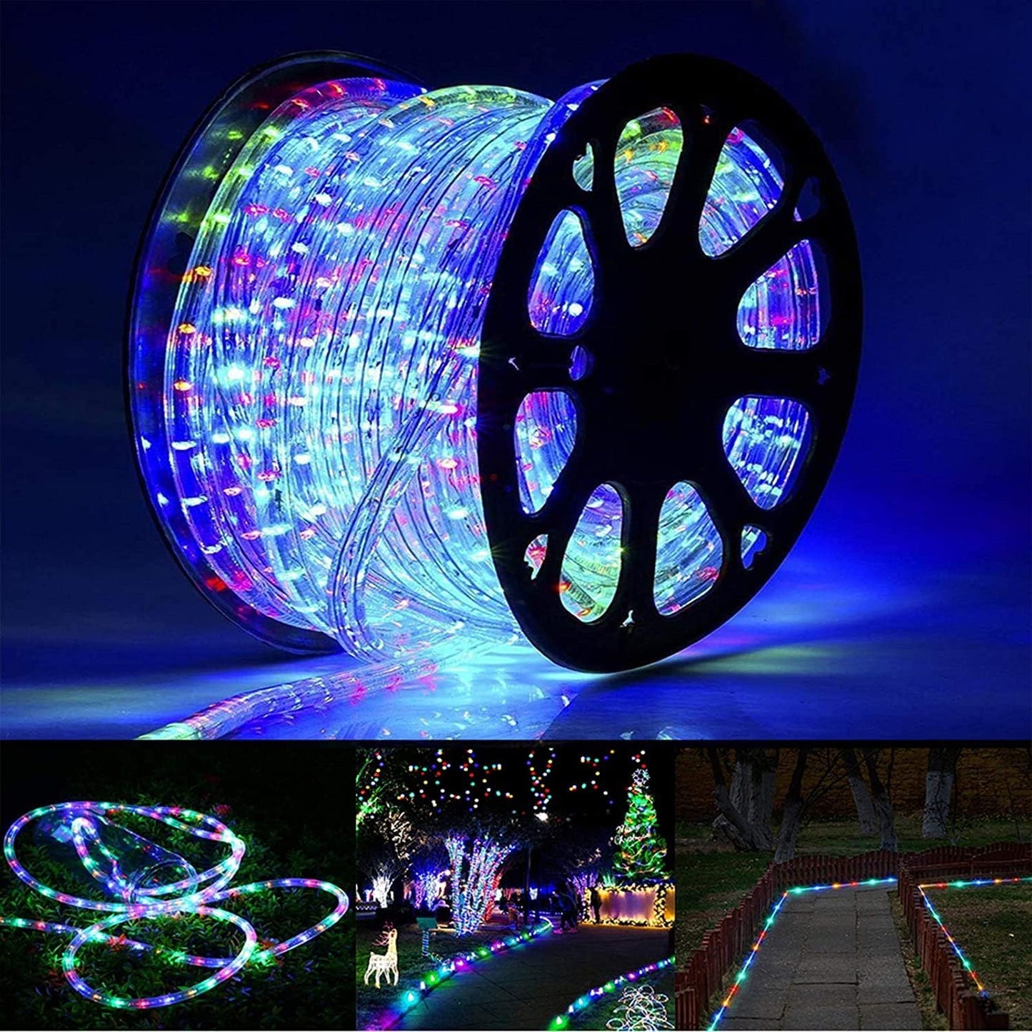 100ft LED Rope Lights Outdoor, 720 LED Connectable and Flexible Tube Lights with 8 Modes, Waterproof LED Rope Lighting for Garden, Patio, Pool, Bedroom, Party, Indoor Outdoor Decoration (Warm White)