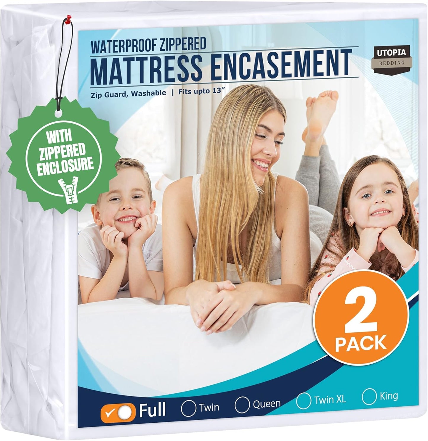Utopia Bedding Mattress Protector Zippered Queen Size, 100% Waterproof Bed Bug and Dust Mite Proof Mattress Encasement, Absorbent 6 Sided Mattress Cover