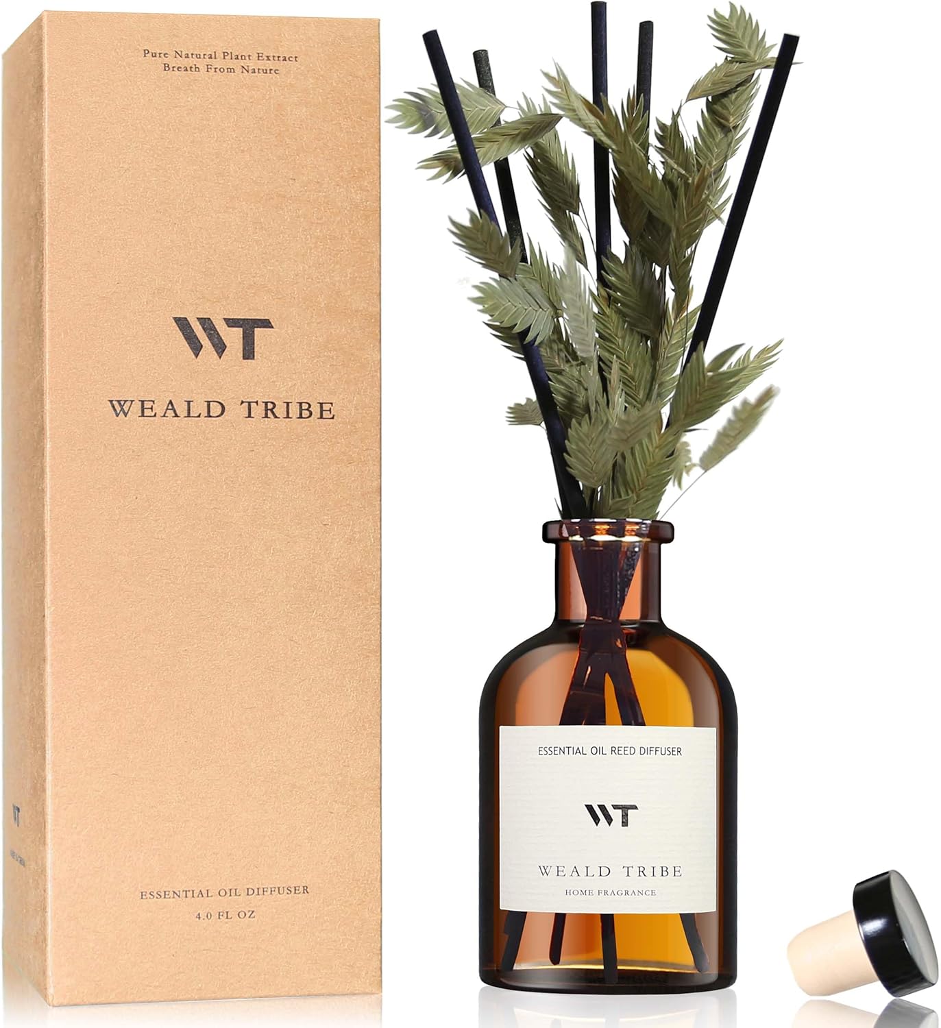 WEALD TRIBE Flower Reed Diffuser Set Eucalyptus & Lavender Scent For Bathroom Accessories Shelf Decor & Air Fresheners, Sticks Defusers With 4.0 fl oz Essential Oils, House Bedroom Office Decor & Gift