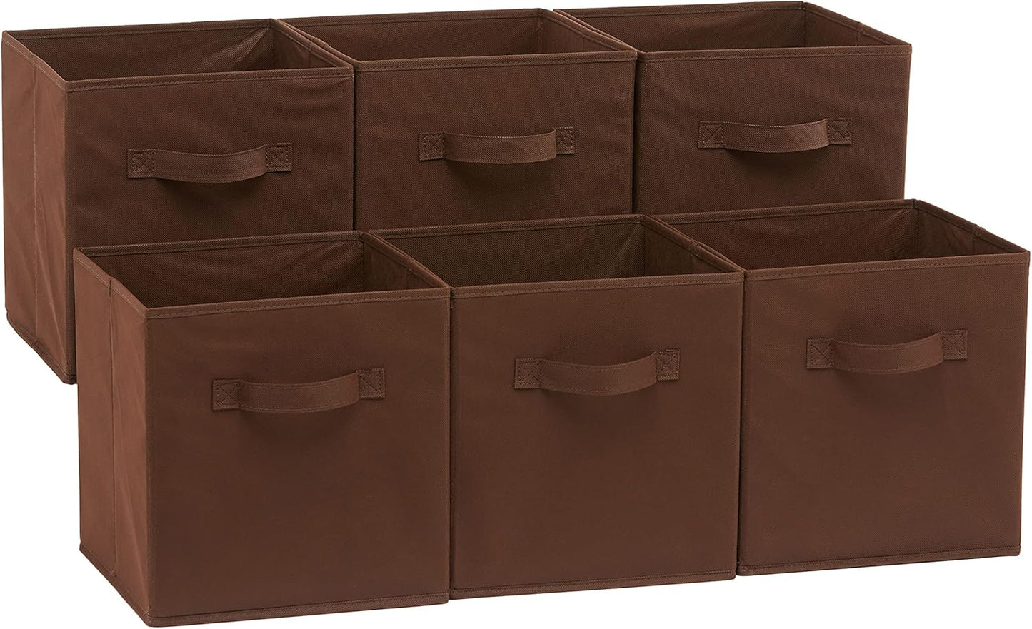 Amazon Basics Collapsible Fabric Storage Cube Bins Organizer with Handles, Sturdy, Beige, 13-x-13-x-13-inch, Pack of 6