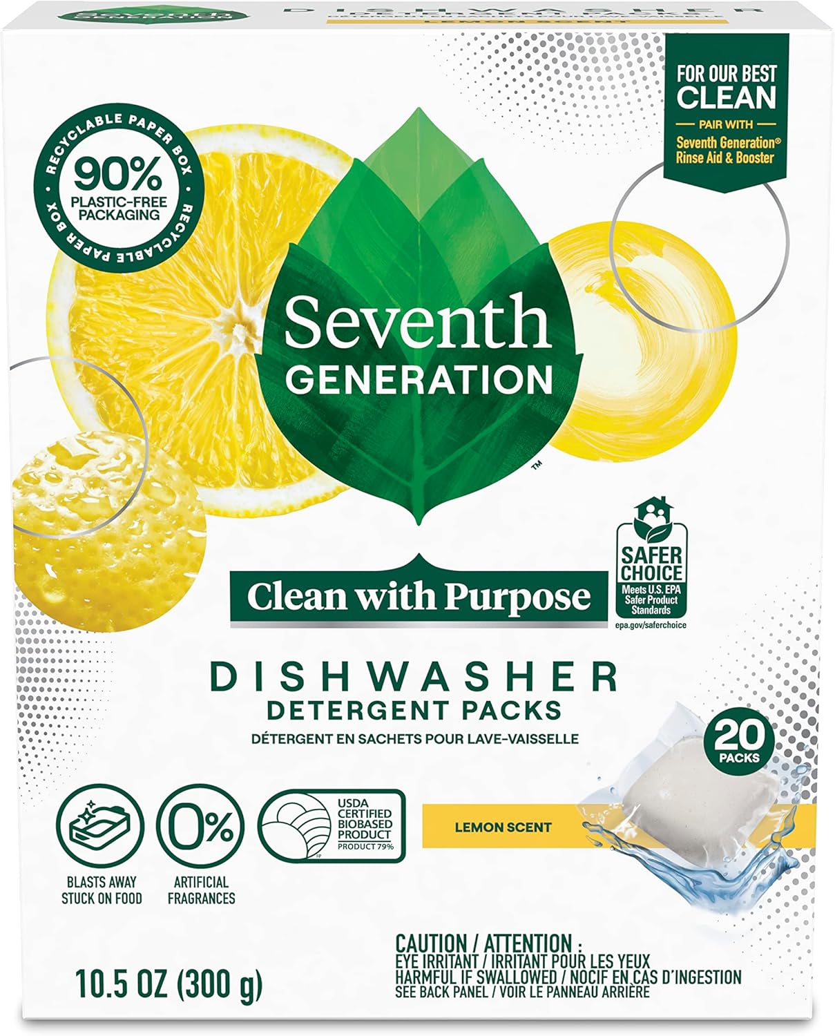 Seventh Generation Dishwasher Detergent Packs for sparkling dishes Free & Clear Dishwasher Tabs (72 Count)