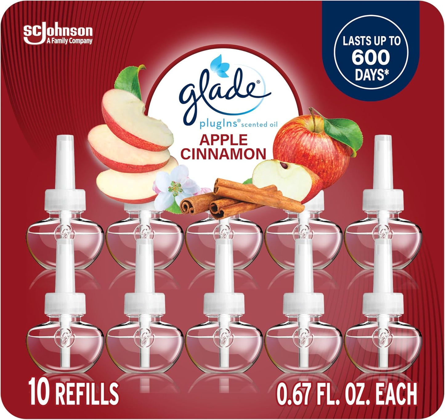 Glade PlugIns Refills Air Freshener, Scented and Essential Oils for Home and Bathroom, Clean Linen, 6.7 Fl Oz, 10 Count