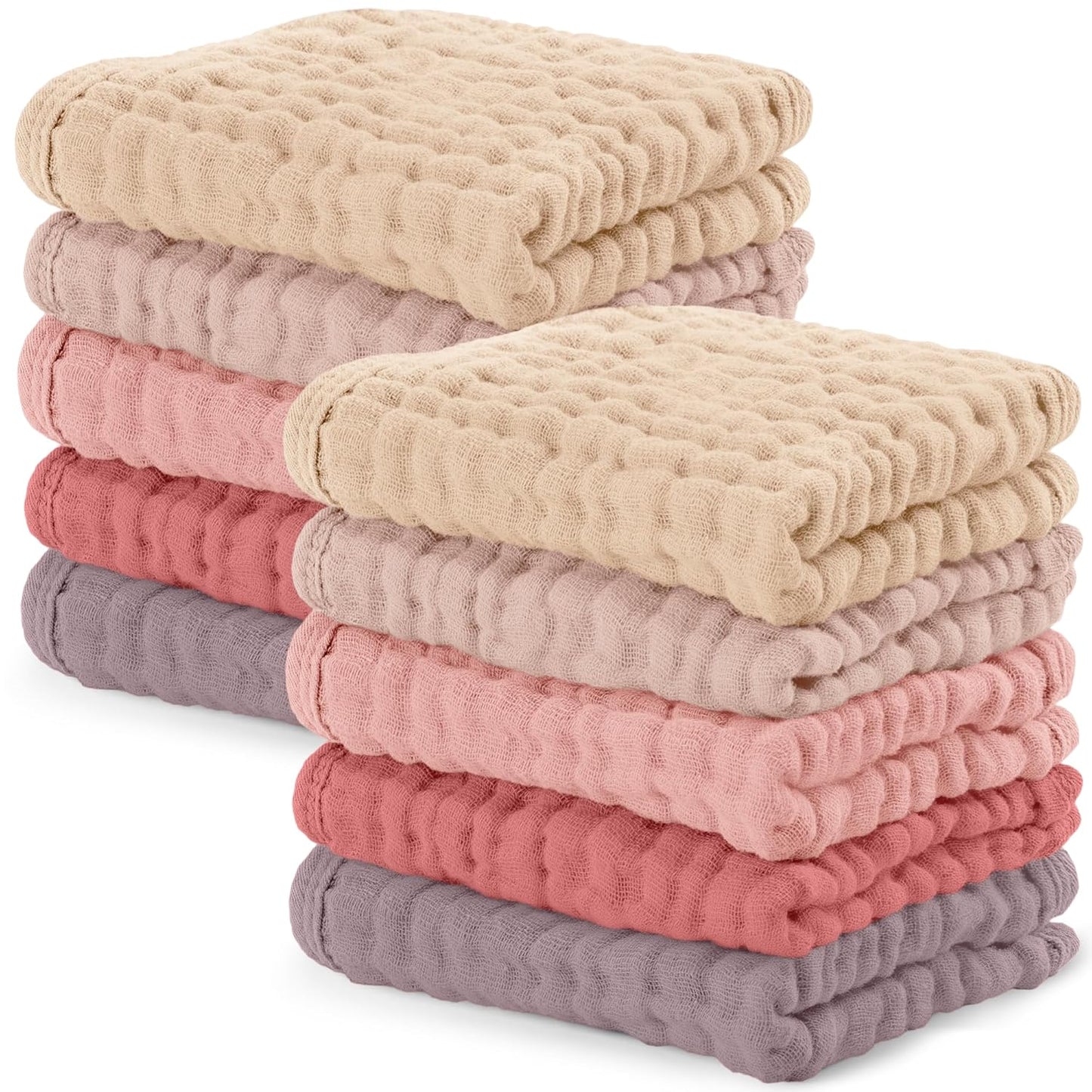 Comfy Cubs Muslin Burp Cloths 20" x 10", Pack of 6 - Large, 6-Layer, Ultra Absorbent 100% Cotton for Baby Spit-Up, Drool, and Messes - Soft, Safe & Gentle Baby Burp Cloths Set for Boys & Girls - White
