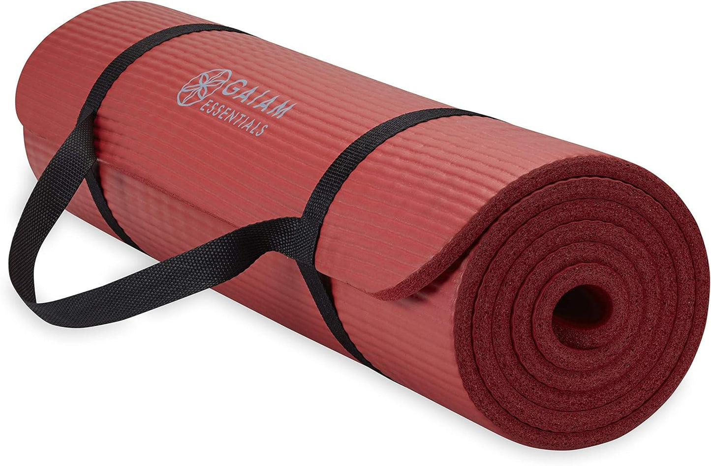 Gaiam Yoga Mat, Pilates & Exercise Mat, Thick 2/5" (10mm) Workout Mat with Easy-Cinch Carrying Strap for Home & Gym Workouts