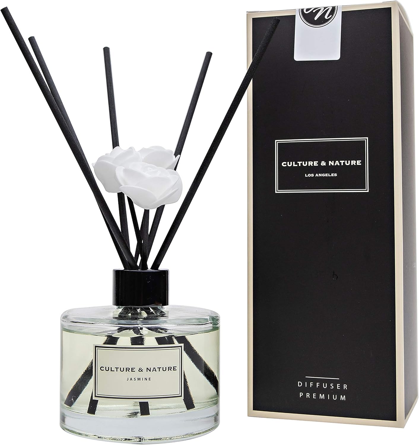 CULTURE & NATURE Reed Diffuser Set 6.7oz (200ml) Black Cherry Scented Diffuser with Sticks Home Fragrance Reed Diffuser for Bathroom Shelf Decor