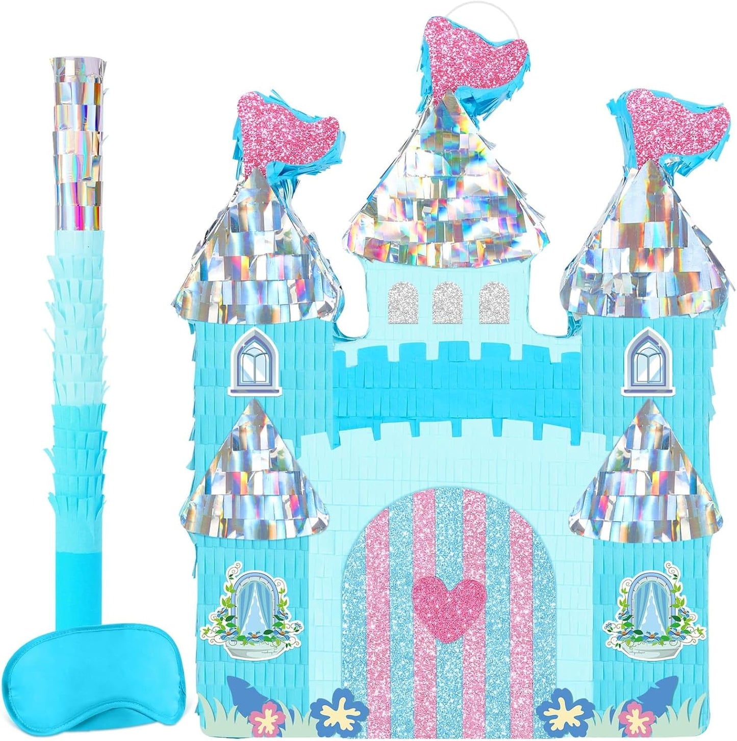 WERNNSAI Easter Bunny Piñata - Easter Rabbit Piñata Spring Pinata with Blindfold and Stick for Birthday Party Decoration Baby Shower School Activities Game Spring Party Game