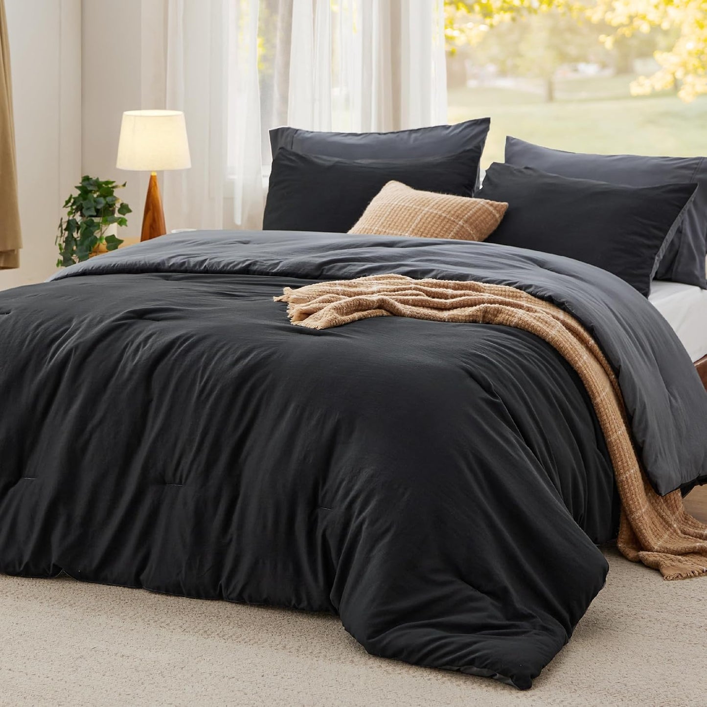 Bedsure King Comforter Set, Beige Soft Prewashed Bedding for All Seasons, 3 Pieces GentleSoft™ Bed Set, 1 Lightweight Comforter (104"x90") and 2 Pillowcases (20"x36")
