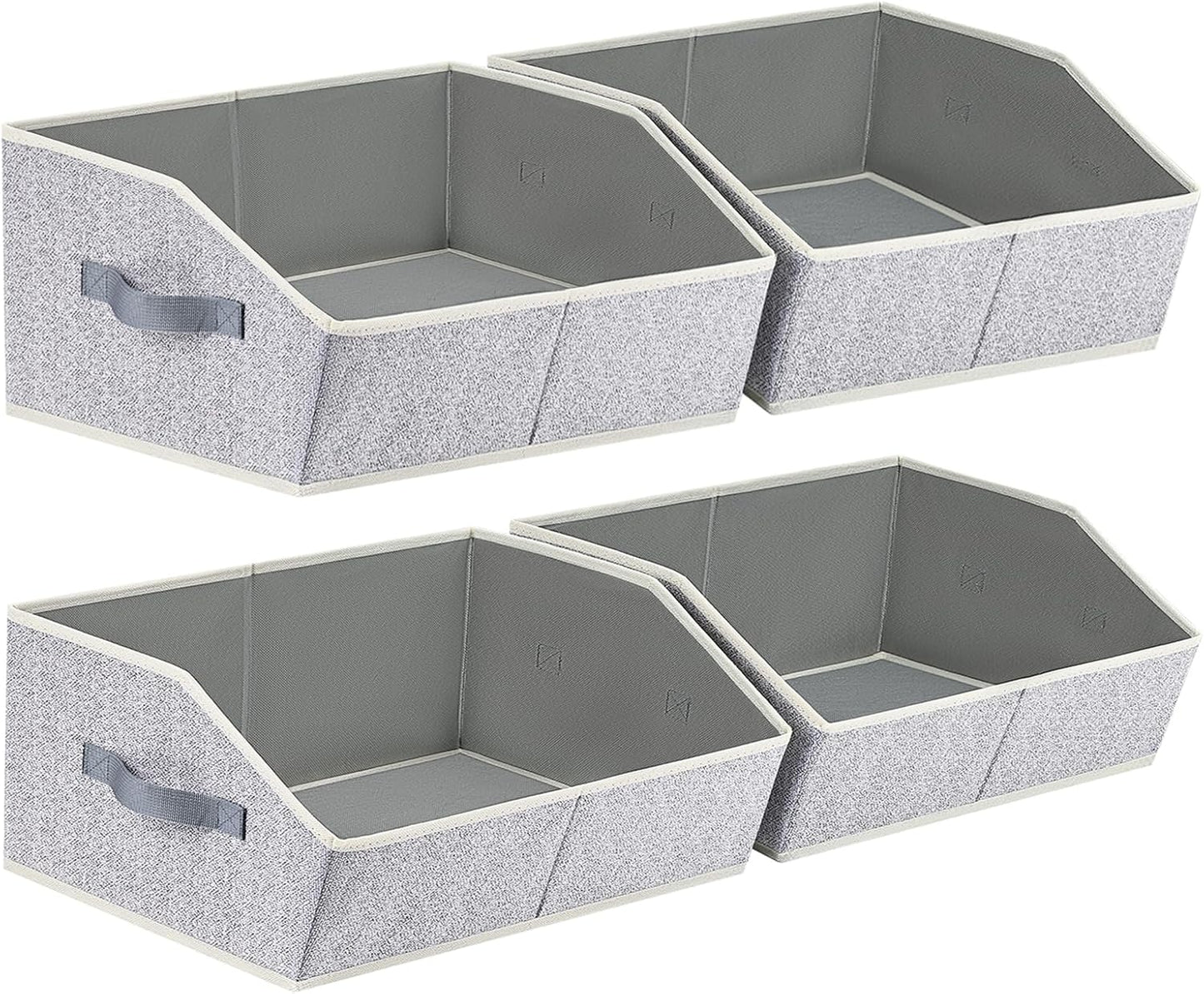 Closet Organizers Bins 6 Packs - Large Closet Shelf Organizer with Handles, Fabric Trapezoid Storage Bins, Collapsible Storage Cubes for Clothes, Towels, Light Gray