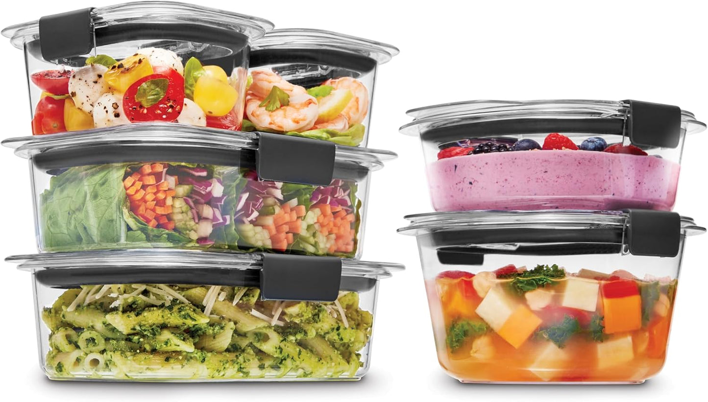 Rubbermaid Brilliance Tritan Plastic Food Storage Containers BPA Free Airtight Lids Ideal for Lunch Meal Prep & Leftovers Set of 5 (3.2 Cup)