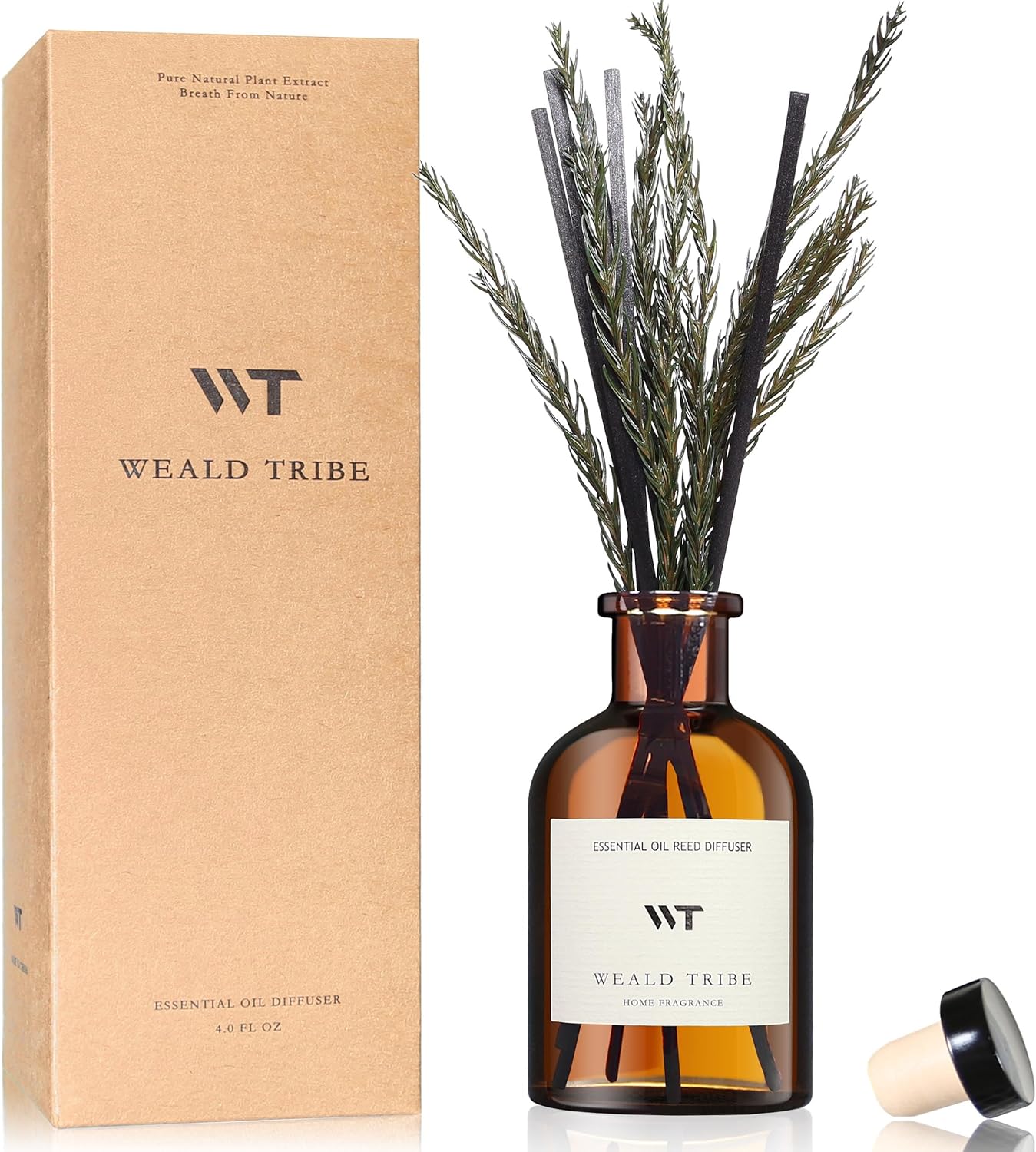 WEALD TRIBE Flower Reed Diffuser Set Eucalyptus & Lavender Scent For Bathroom Accessories Shelf Decor & Air Fresheners, Sticks Defusers With 4.0 fl oz Essential Oils, House Bedroom Office Decor & Gift