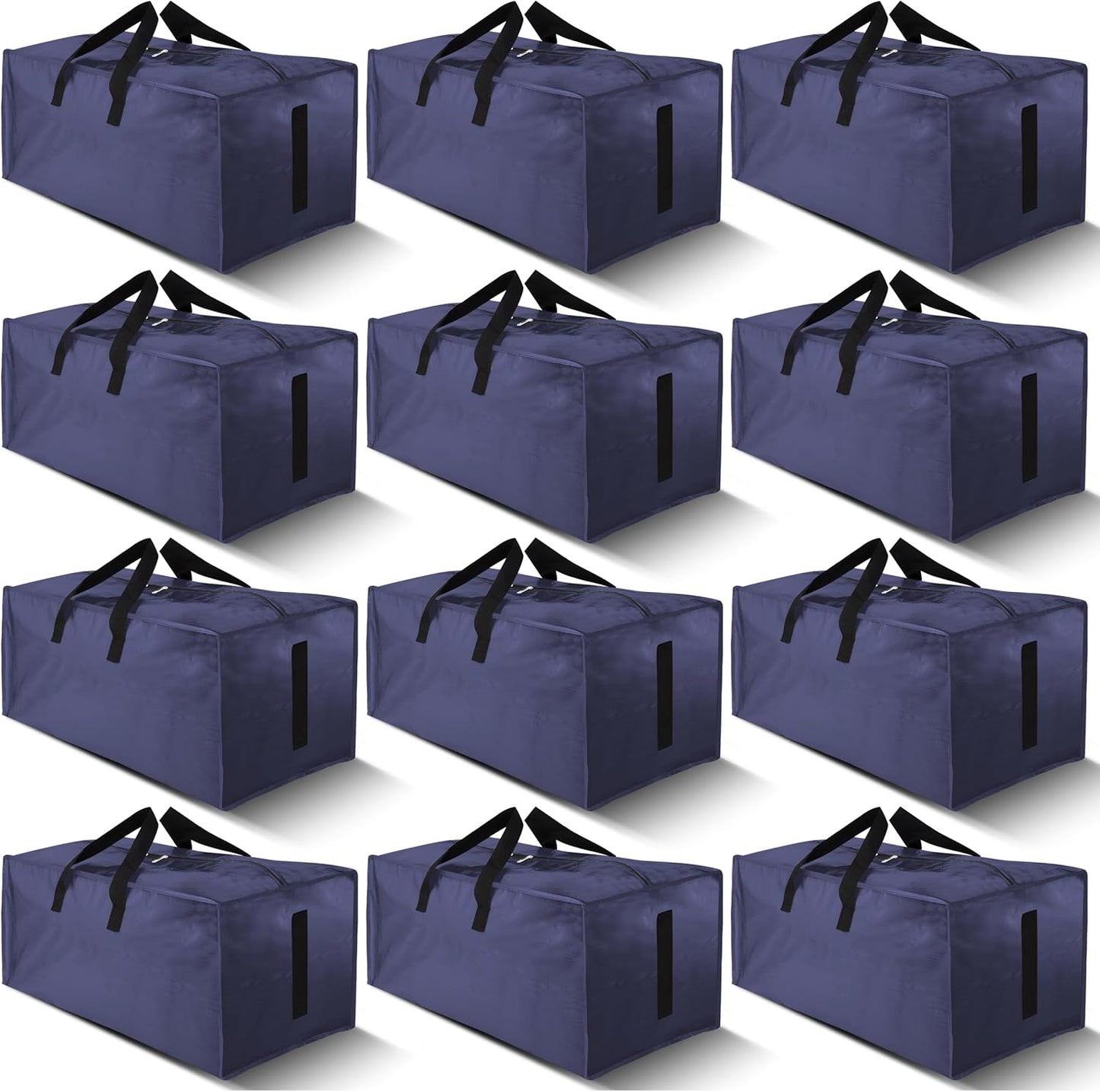 8 Pack Large Strong Moving Bags with Zippers & Carrying Handles - Water-Resistant - Heavy Duty Storage Tote for Space Saving, Fold Flat, Alternative to Moving Box (Semi-Transparent)