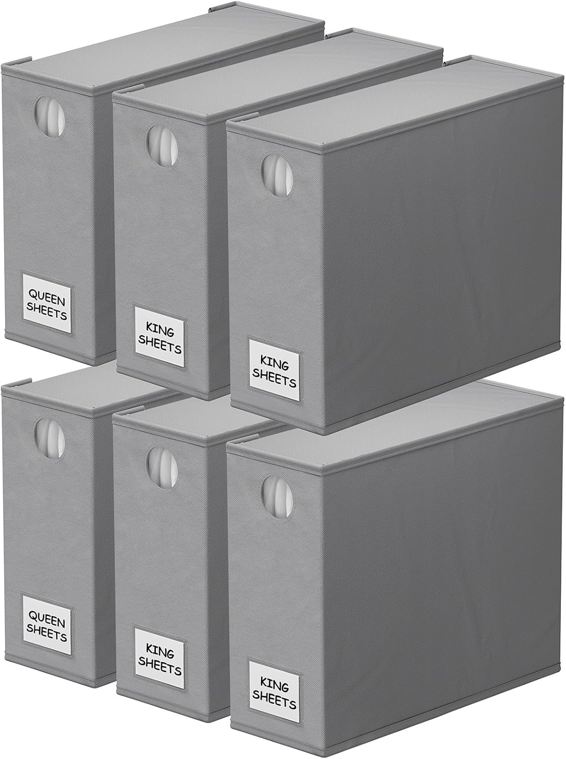 SpaceAid 4 Pack Bed Sheet Organizers and Storage, Foldable Organizer for Linen Closet, Sheets Set Folder Keeper with Window XL (Queen & King Size) Organizing Bedding Container, Gray 91ZDSN-SL01-G4