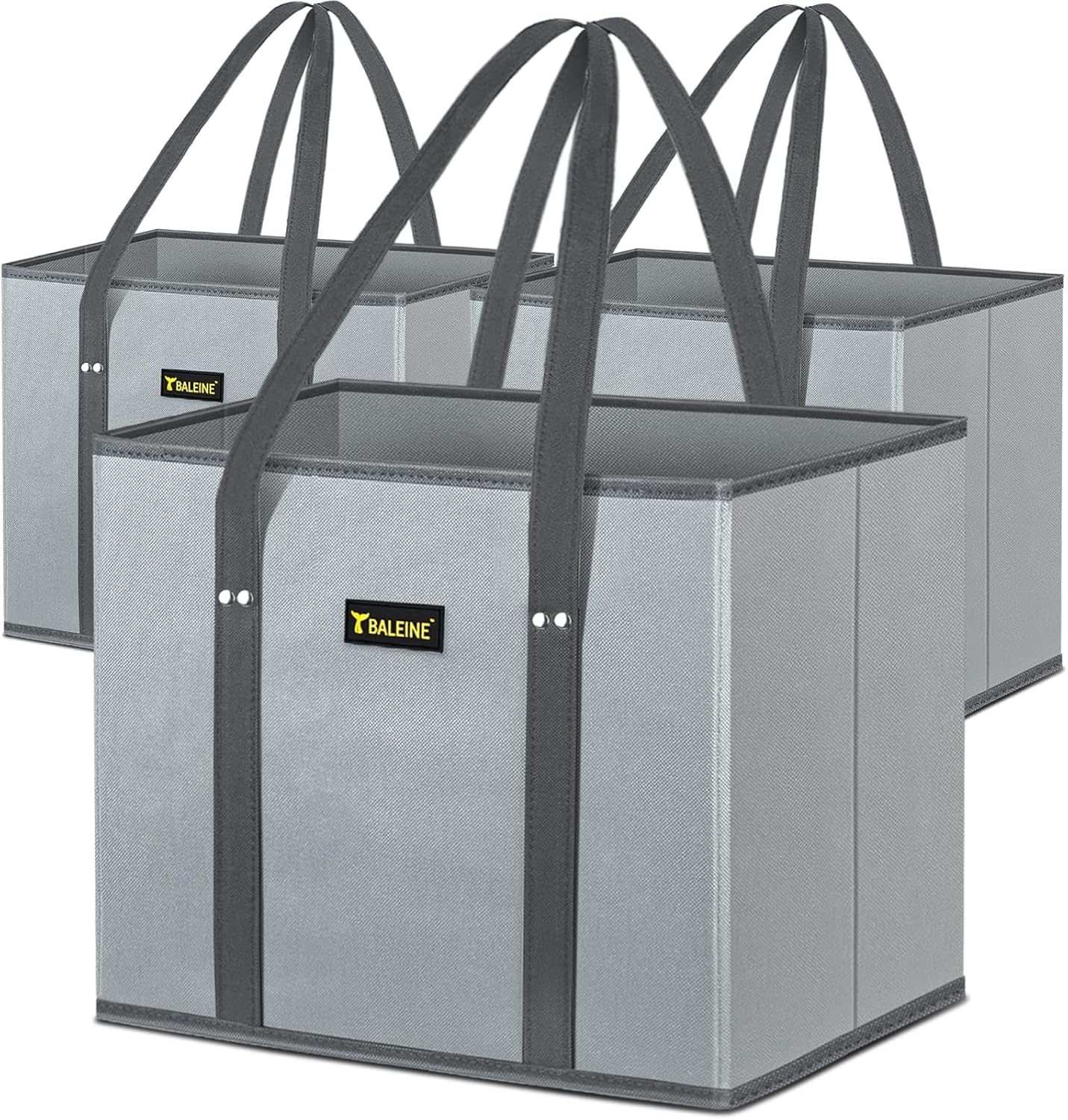 BALEINE 3Pk Reusable Grocery Bags, Foldable Shopping Bags for Groceries with Reinforced Bottom & Handles (Blossom Season)
