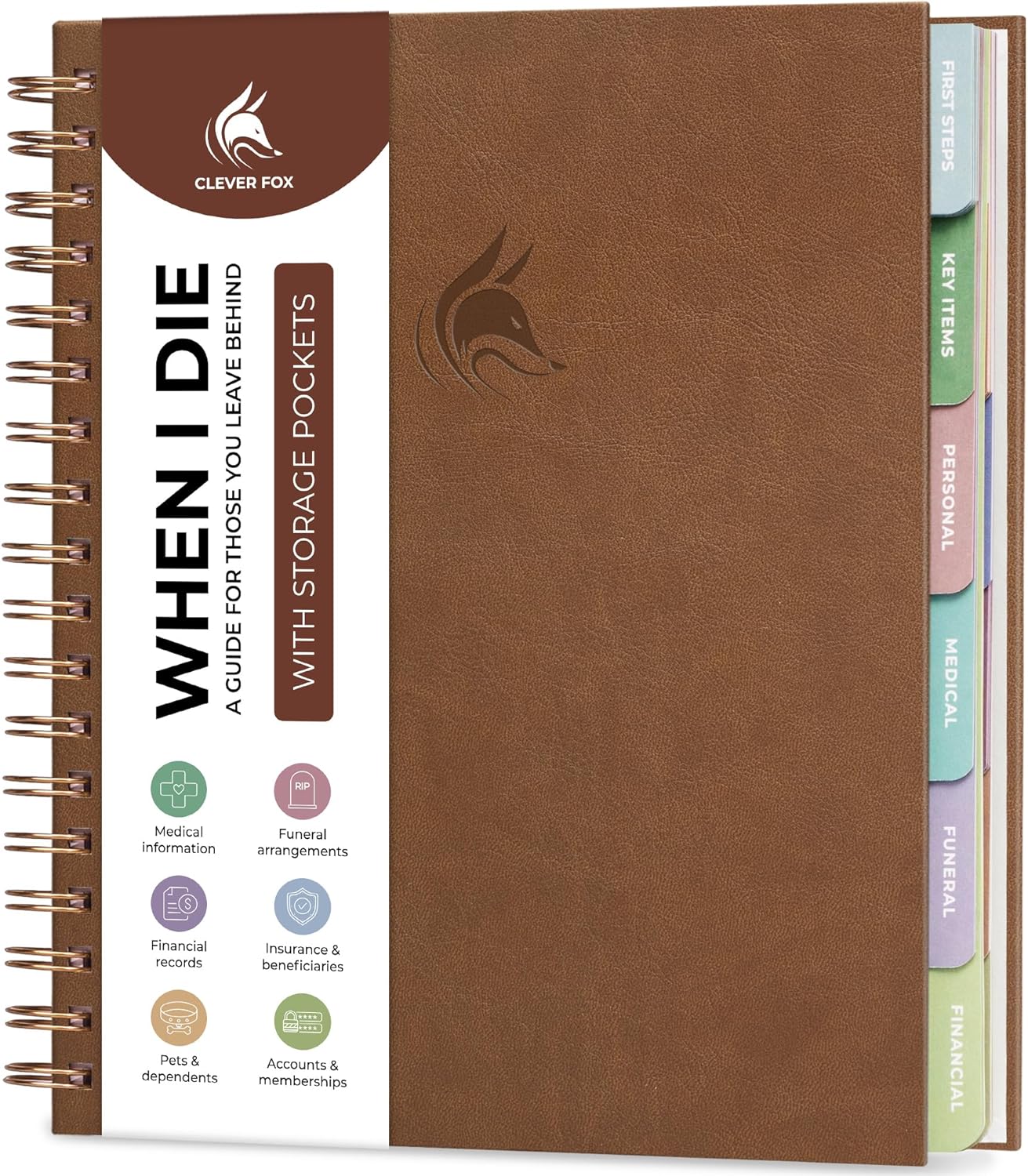 Clever Fox When I Die Planner With Pockets for Documents – End-of-Life Organizer Binder for Important Personal Info & Final Wishes (Purple)
