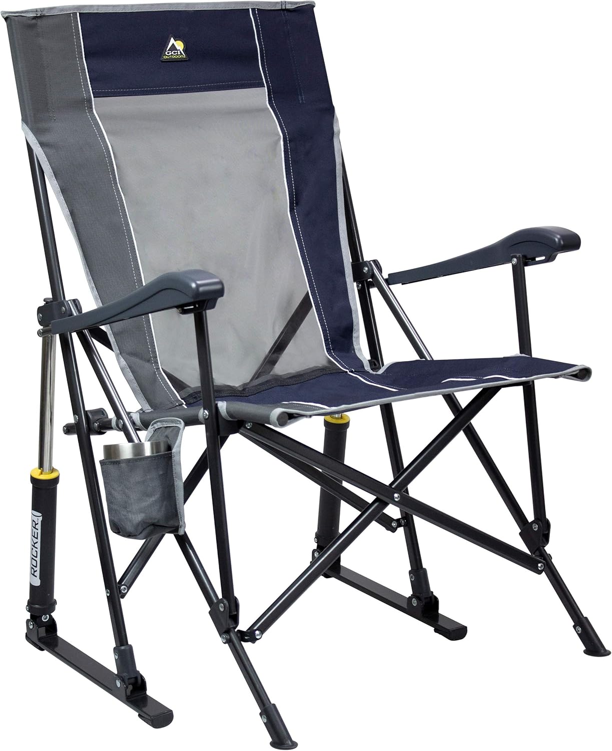 GCI Outdoor Comfort Pro Rocker Camping Chair | Portable Folding Rocking Chair with Durable Armrests & Drink Holder — Sweet Tea