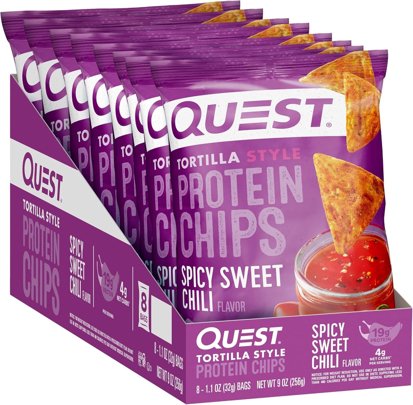 Quest Nutrition Nacho Cheese Tortilla Style Protein Chips, 18g Protein, 4g Net Carb, Low Carb, Gluten Free, 1.1 oz (Pack of 12)