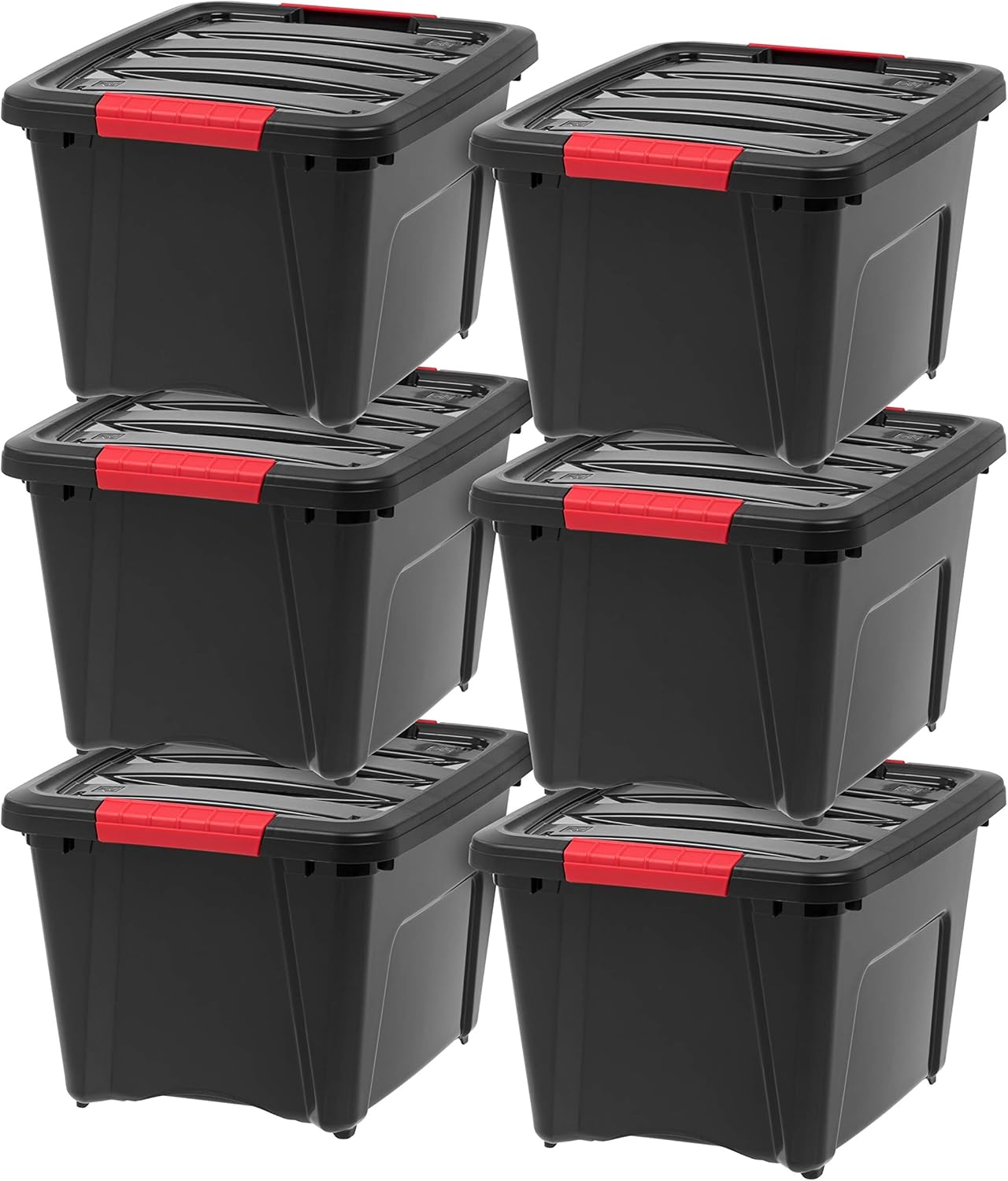 IRIS USA 13 QT Plastic Storage Box with Lid and Latches - 6 Pack - BPA-Free, See-Through Organizing Solution, Durable Nestable Stackable Containers, Secure Pull Handle - Clear
