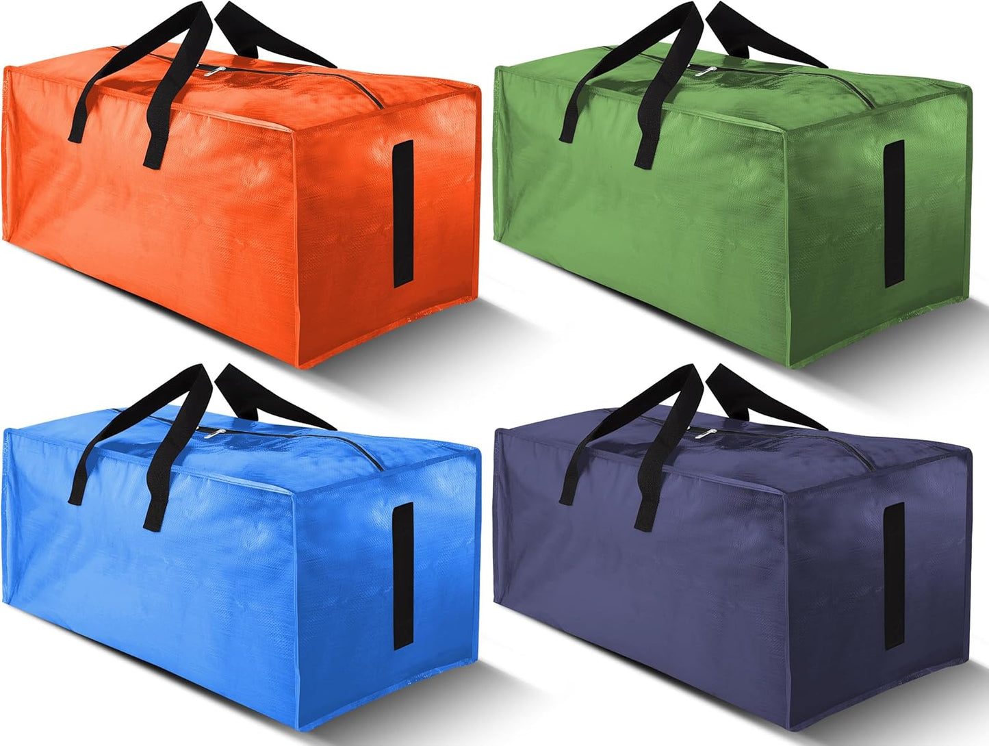 8 Pack Large Strong Moving Bags with Zippers & Carrying Handles - Water-Resistant - Heavy Duty Storage Tote for Space Saving, Fold Flat, Alternative to Moving Box (Semi-Transparent)