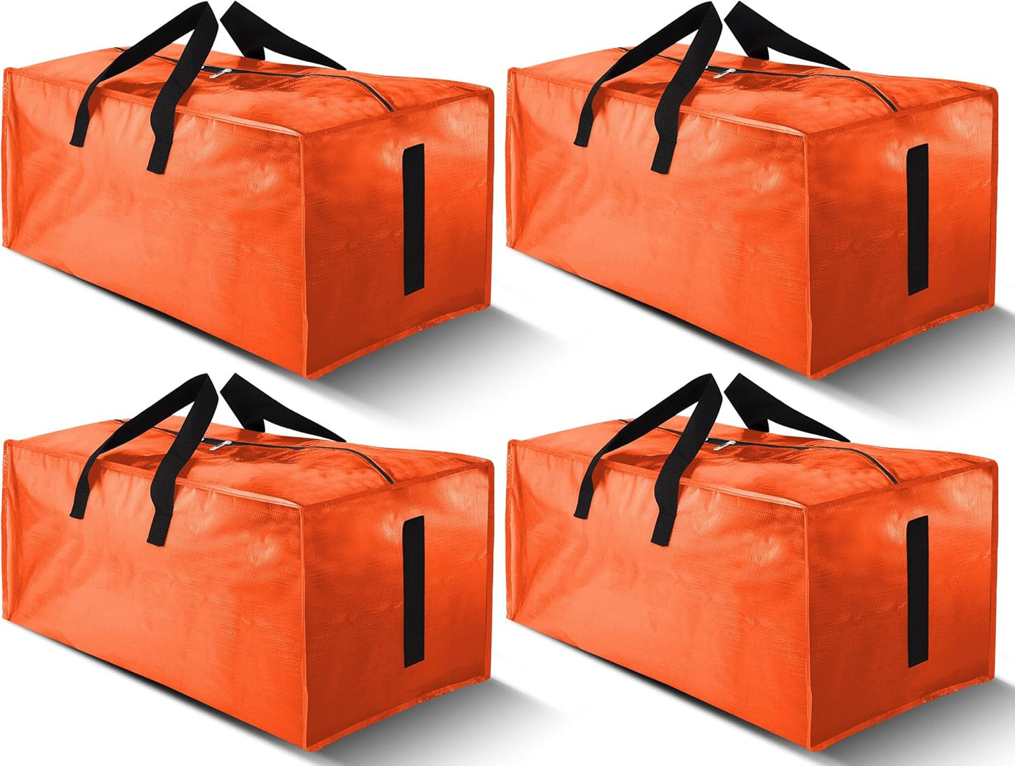 8 Pack Large Strong Moving Bags with Zippers & Carrying Handles - Water-Resistant - Heavy Duty Storage Tote for Space Saving, Fold Flat, Alternative to Moving Box (Semi-Transparent)
