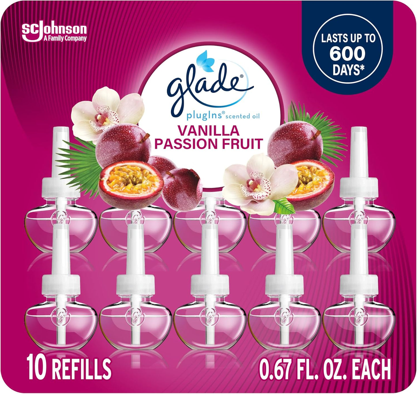 Glade PlugIns Refills Air Freshener, Scented and Essential Oils for Home and Bathroom, Clean Linen, 6.7 Fl Oz, 10 Count
