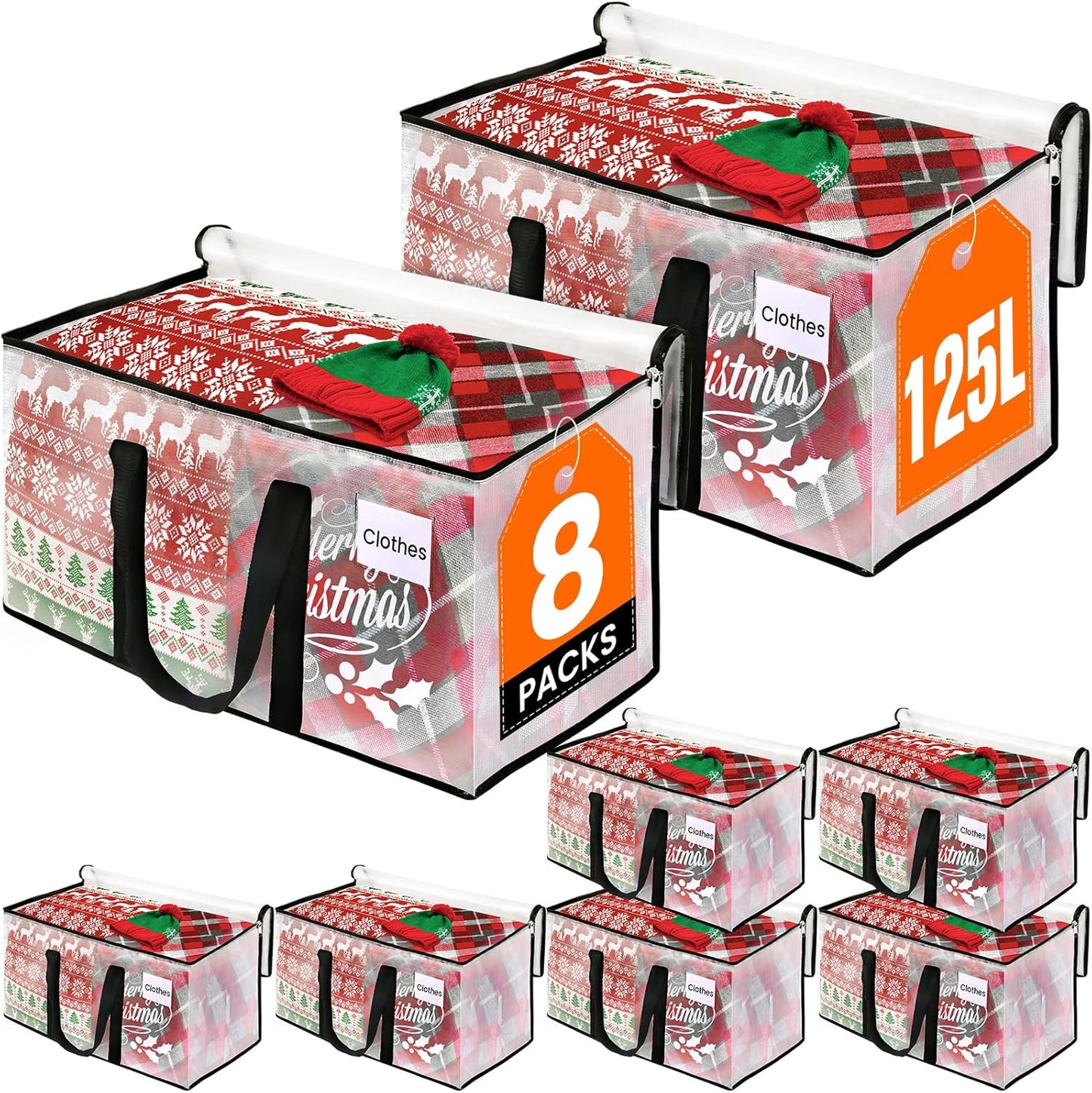 Heavy Duty Clear Moving Bags with Reinforced Handle and Double Zipper, Storage Totes, Packing Bags Alternative to Moving Essential and Supplies Box, Clear, Large, 6 Packs
