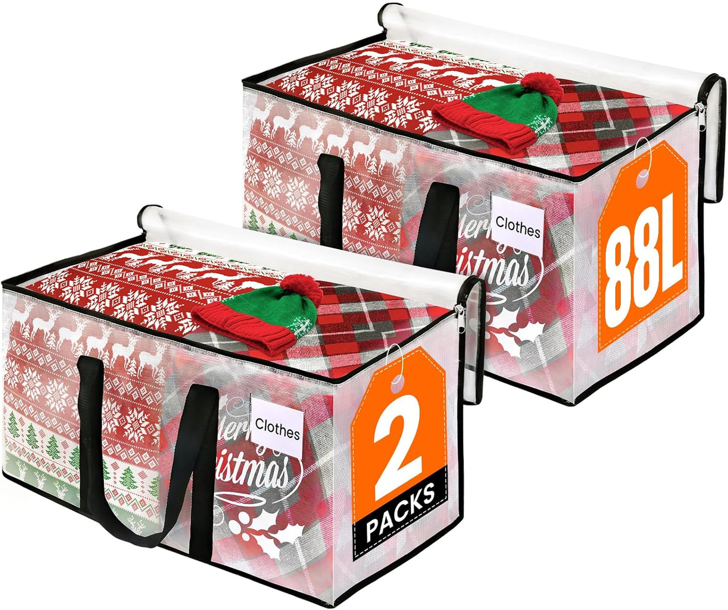 Heavy Duty Clear Moving Bags with Reinforced Handle and Double Zipper, Storage Totes, Packing Bags Alternative to Moving Essential and Supplies Box, Clear, Large, 6 Packs