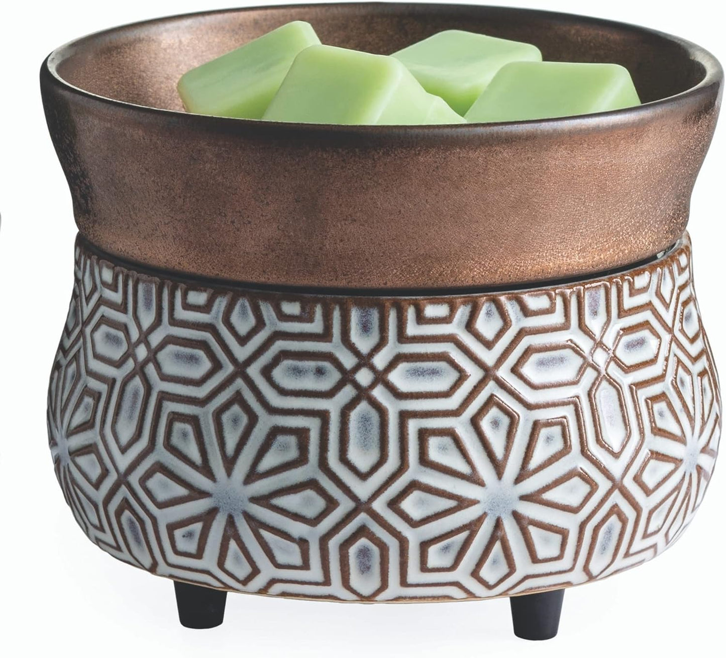 Candle Warmers ETC 2-in-1 Candle and Fragrance Warmer for Warming Scented Candles or Wax Melts and Tarts with to Freshen Room, Pewter Walnut