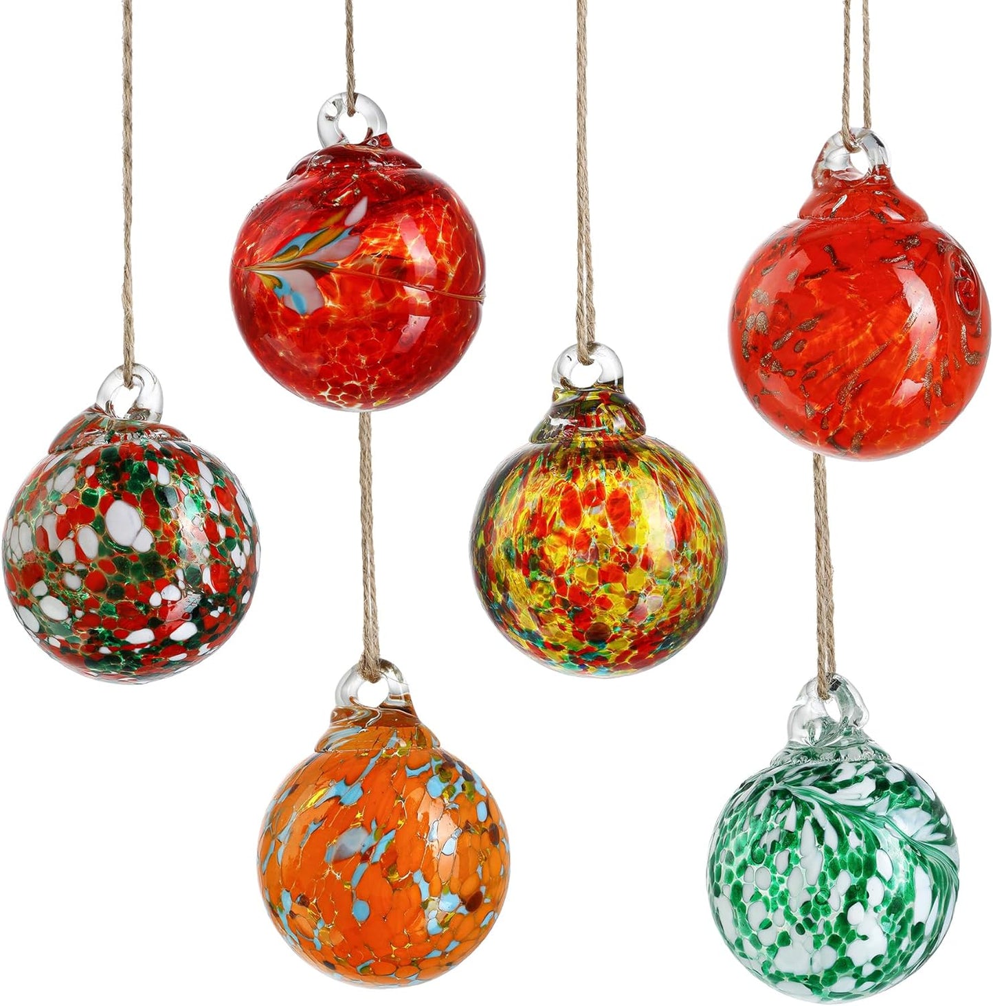 6pcs Hand-Blown Glass Christmas Ornaments Balls Hanging Glass Balls Witches Ball Gazing Ball for Home Window Outdoor Garden Patio Xmas Tree Décor