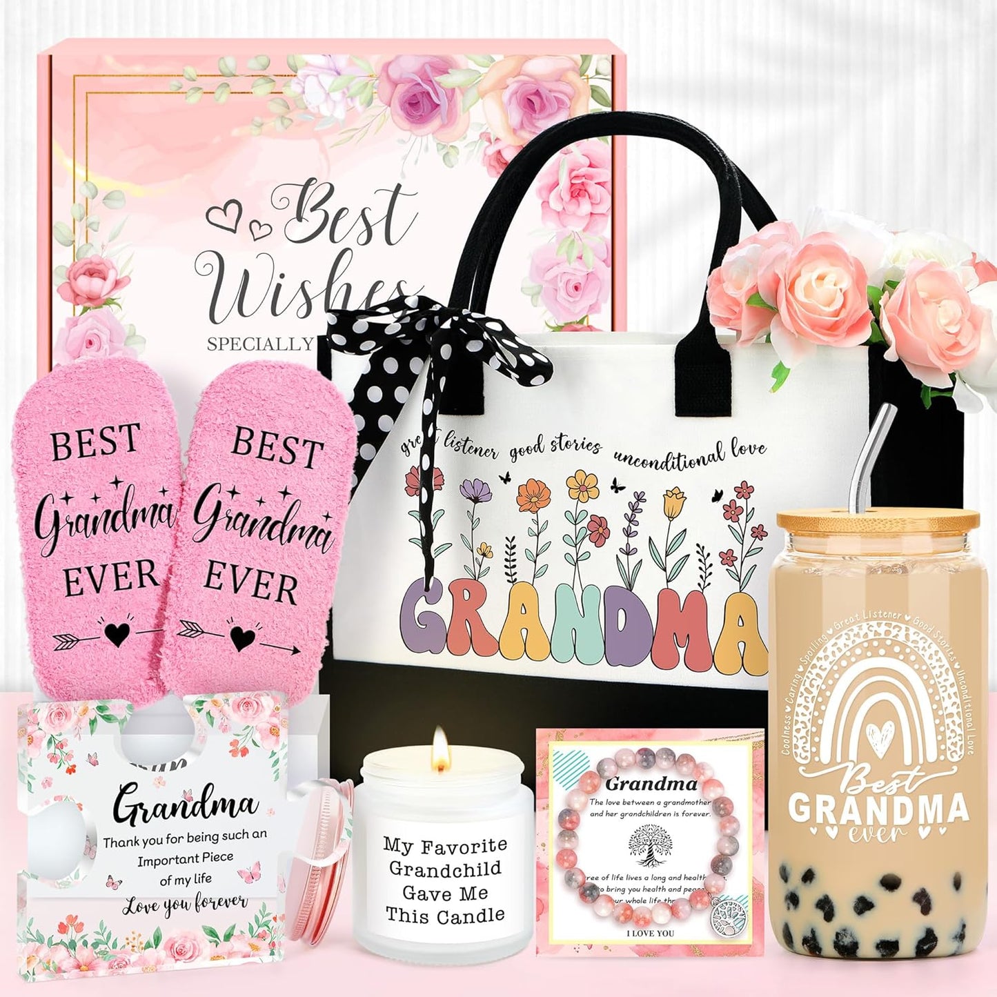 Christian Gifts for Women Faith Based Gift Inspirational Gifts for Women Birthday Unique Catholic Gift Bible Accessories Inclue Bible Verse Jar Butterfly Decorations Socks Glass Can Candles Tote Bag
