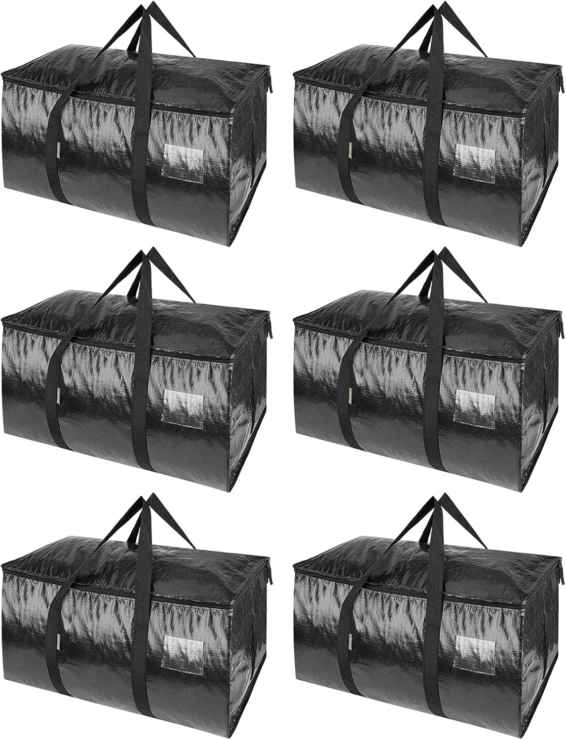BALEINE 6-Pack Oversized Moving Bags with Reinforced Handles, Heavy-Duty Storage Tote for Clothes, Moving Supplies (Clear, 6-Pack)