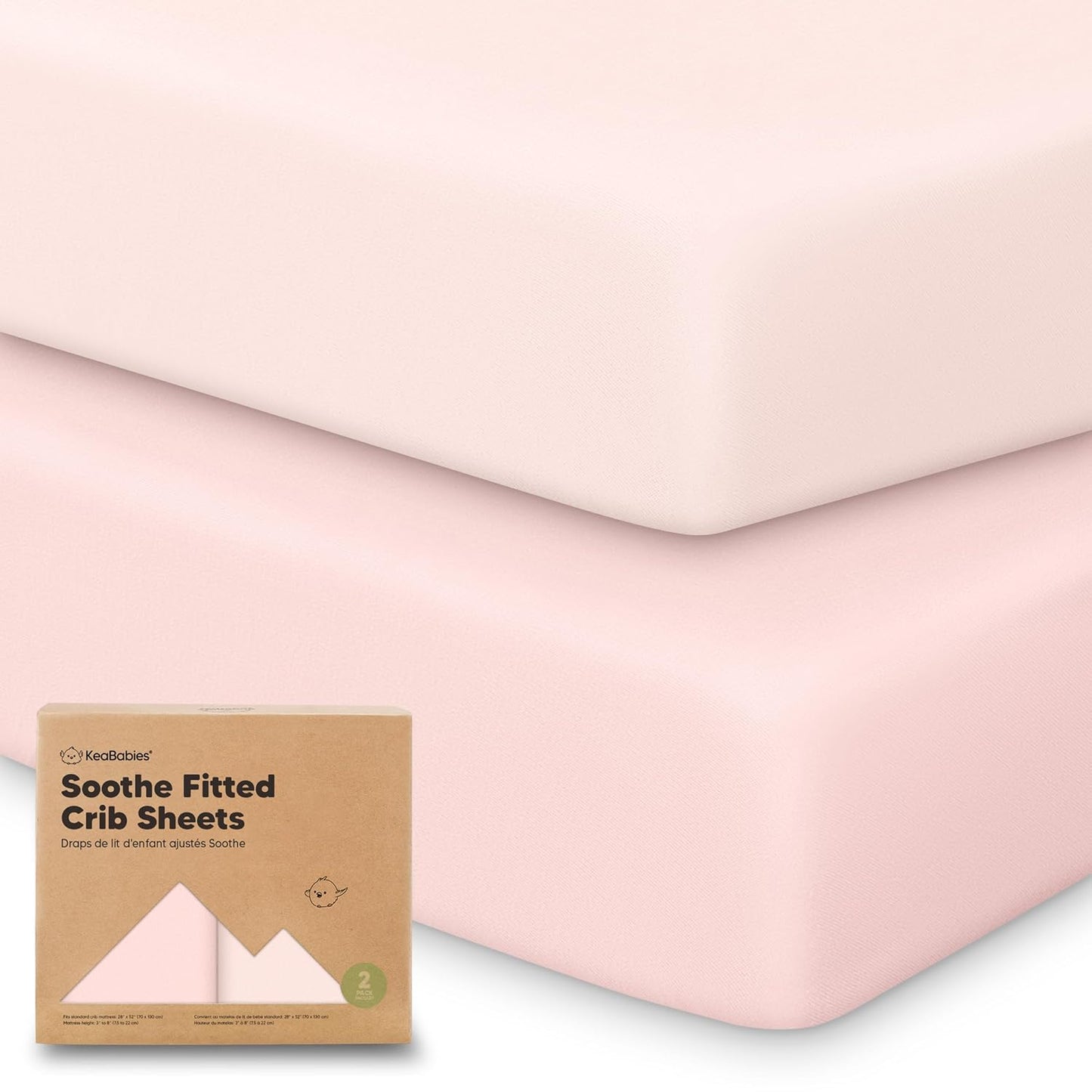KeaBabies 2-Pack Organic Crib Sheets for Boys, Girls - 52x28 Fitted Crib Mattress Sheet Neutral, Breathable Jersey Cotton Cover for Baby Bed, Toddler Mattress, Soft & Cute Prints (Soft White)
