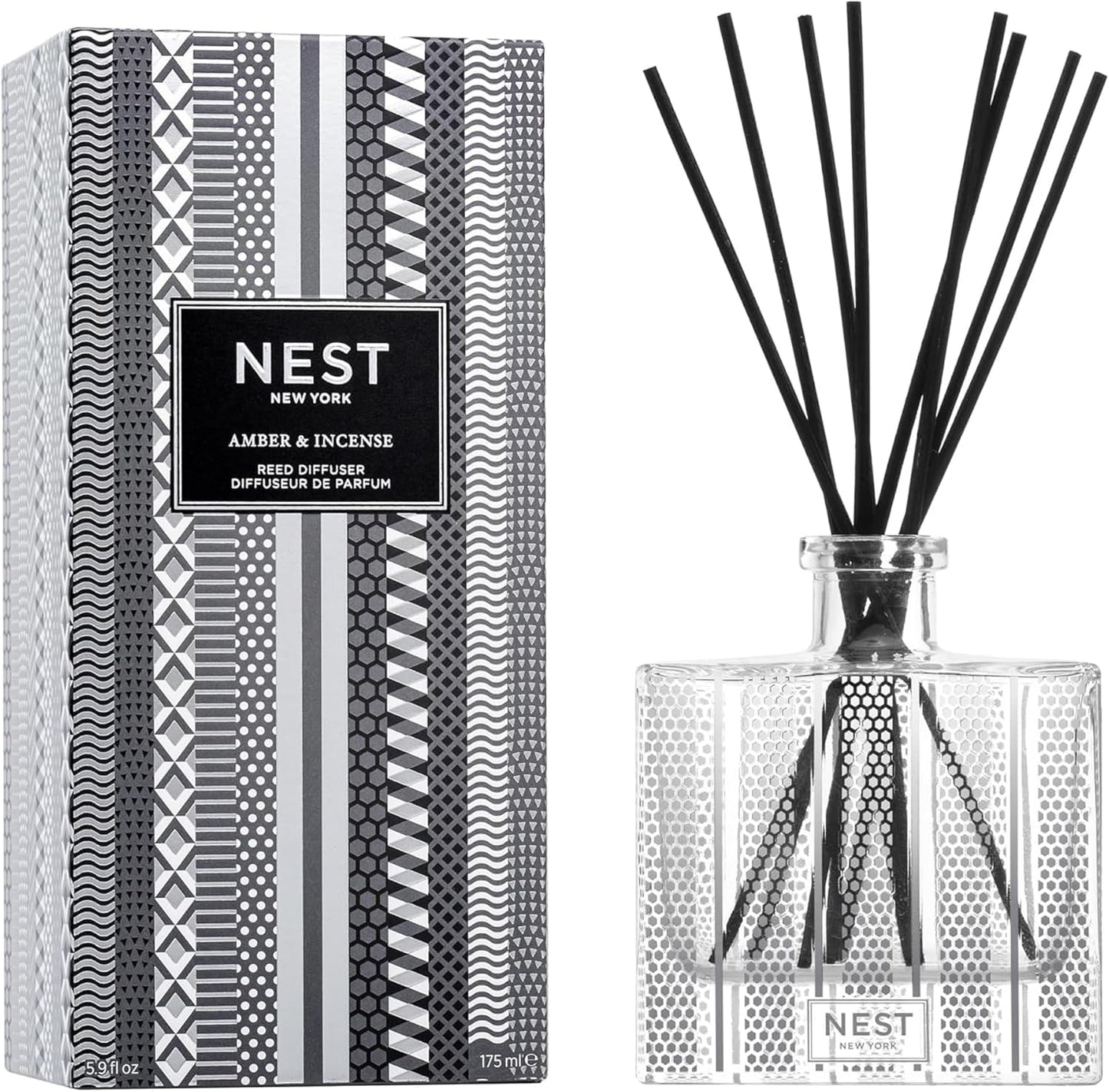 NEST New York Reed Diffuser, Ocean Mist & Sea Salt - 5.9 fl oz - Fragrance for Up to 90 Days - Reusable, Refillable Glass Holder - Includes 8 All-Natural Reed Sticks - Flame Free