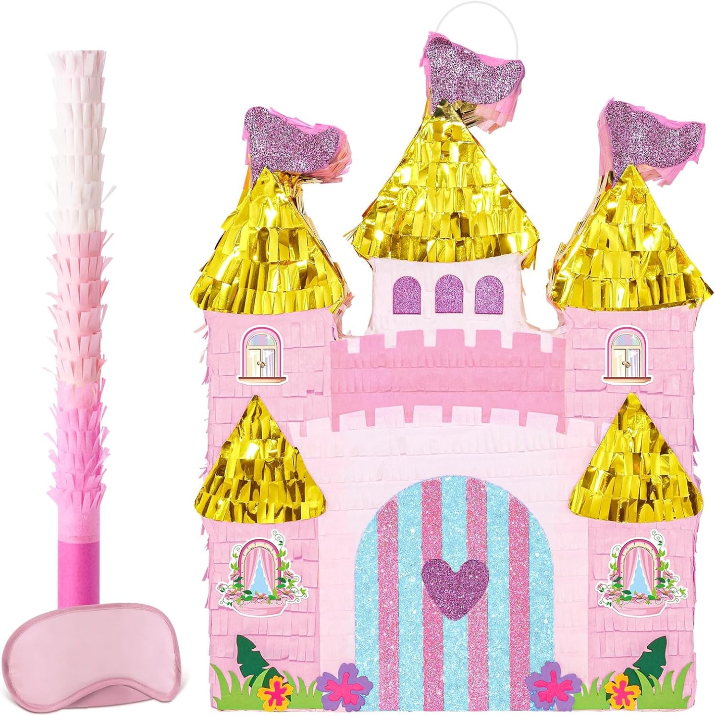 WERNNSAI Easter Bunny Piñata - Easter Rabbit Piñata Spring Pinata with Blindfold and Stick for Birthday Party Decoration Baby Shower School Activities Game Spring Party Game