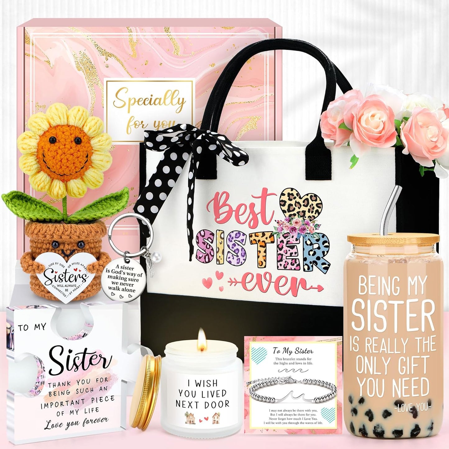 Christian Gifts for Women Faith Based Gift Inspirational Gifts for Women Birthday Unique Catholic Gift Bible Accessories Inclue Bible Verse Jar Butterfly Decorations Socks Glass Can Candles Tote Bag